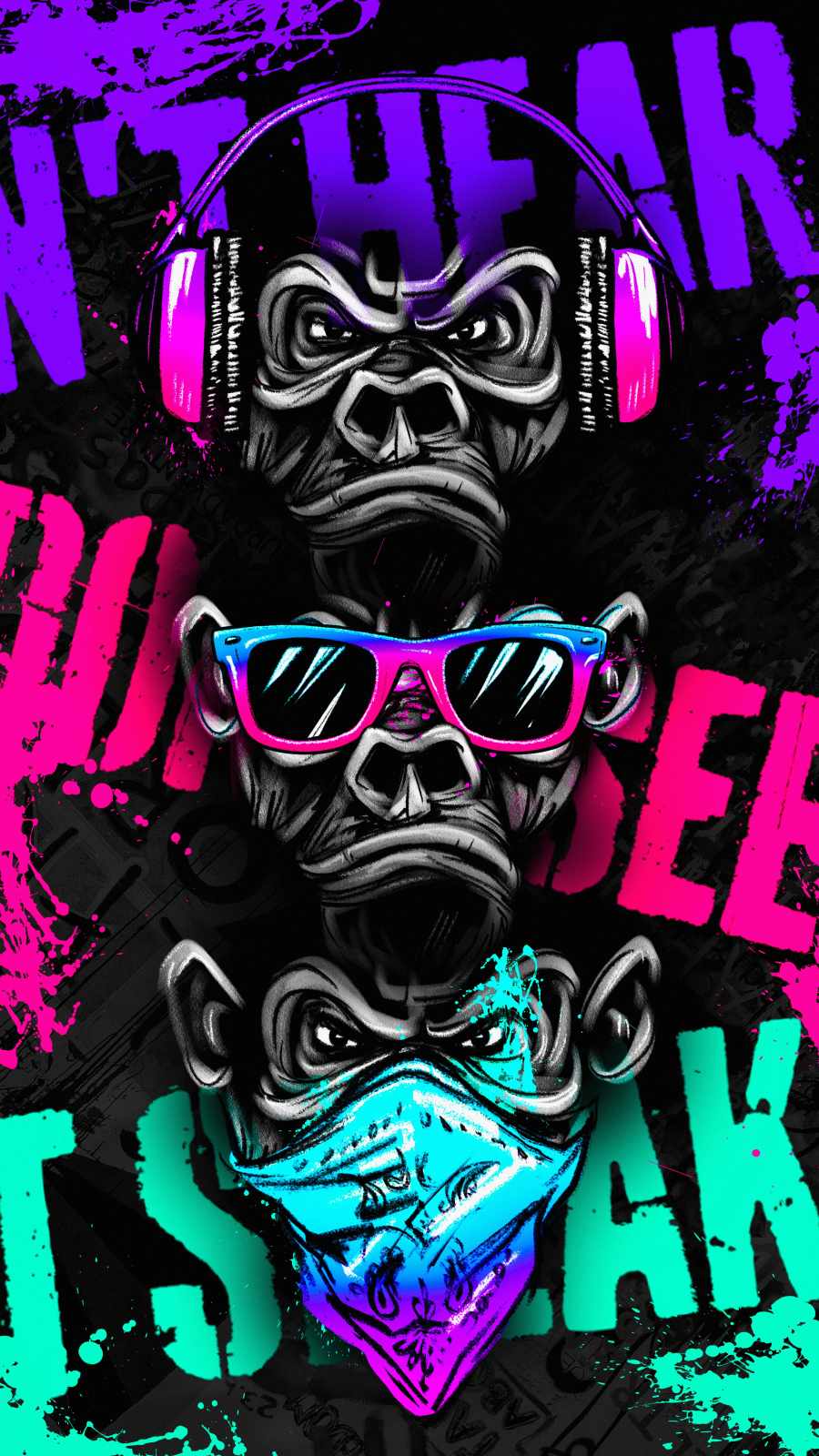 900x1600 Three Monkeys iPhone Wallpaper
