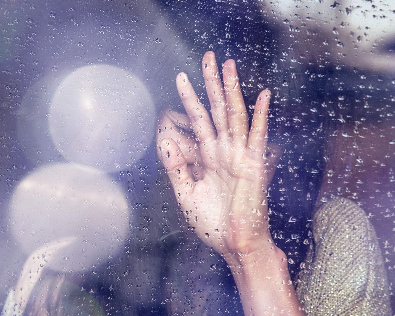 1280x1024 wallpaper for desktop, laptop. rain girl shy asian nature hand flare