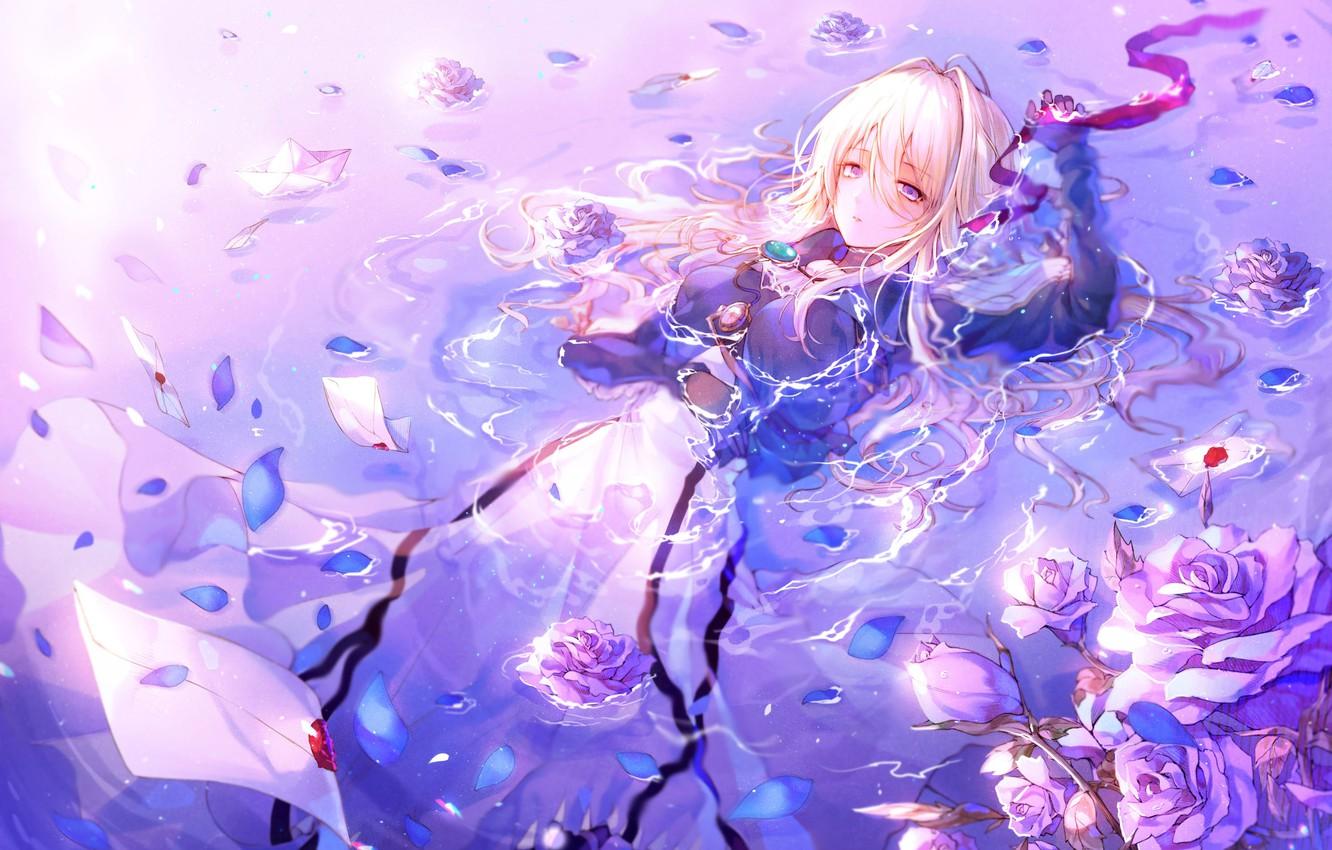 Hình nền 1332x850 Nước, Con gái, Anime, Hình ảnh Violet Evergarden cho máy tính để bàn