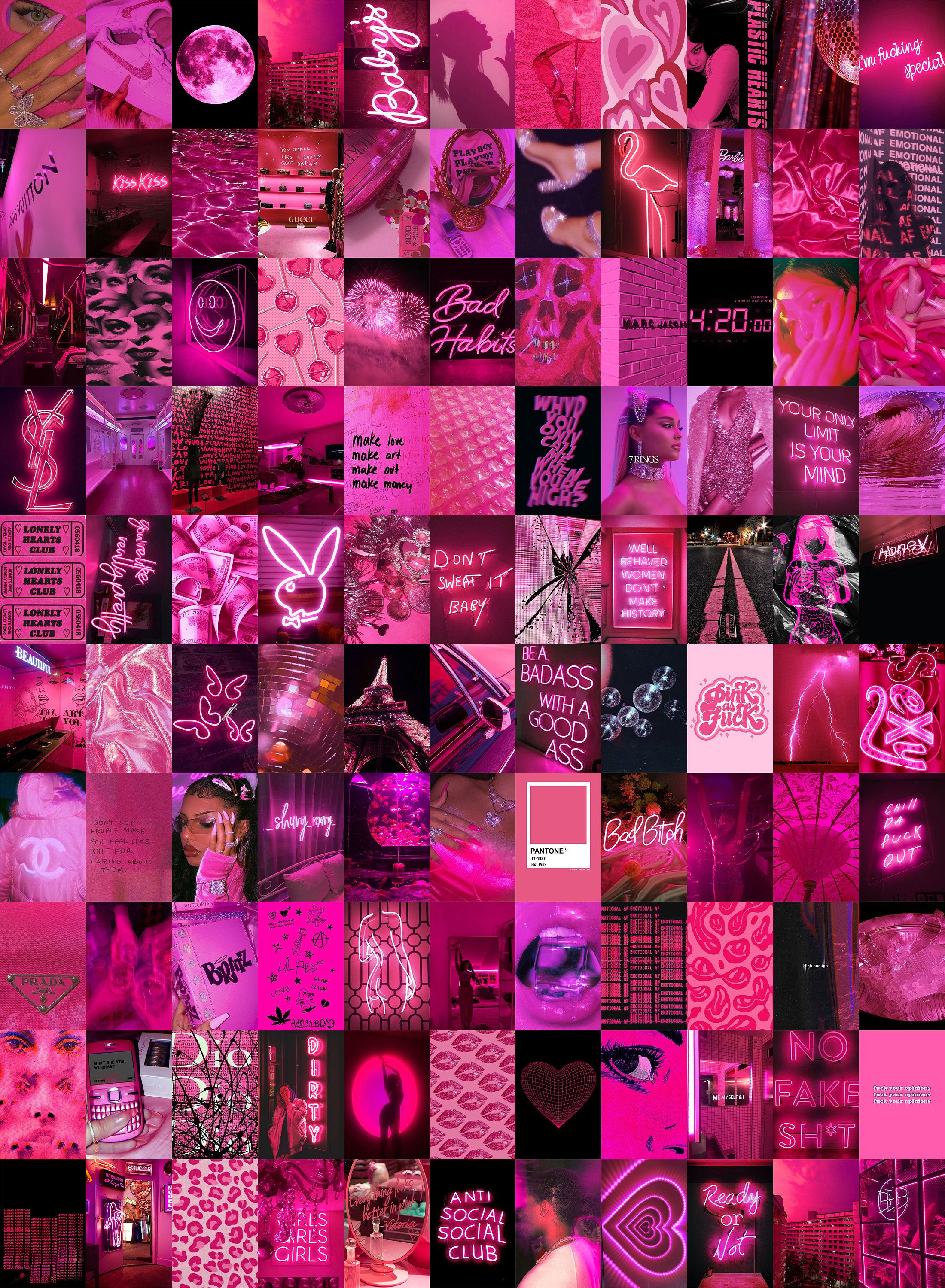 2200x3000 PCS Hot Pink Wall Collage Kit Pink