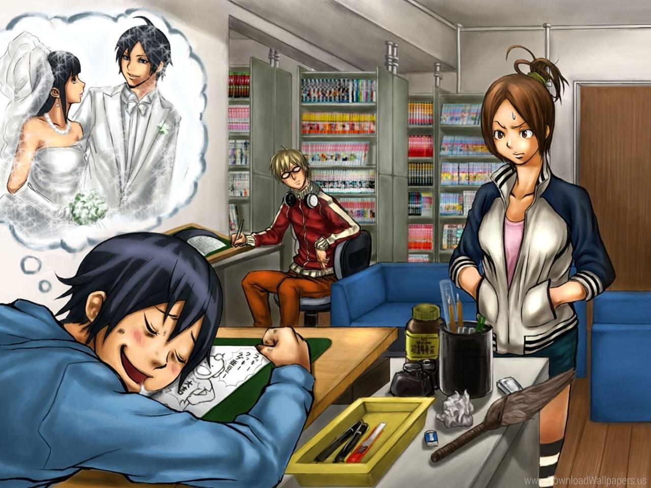 Best of Bakuman Wallpapers -1280x960 Download Standart 4:3 1280x960 Takagi, Bakuman, Boys, Girls