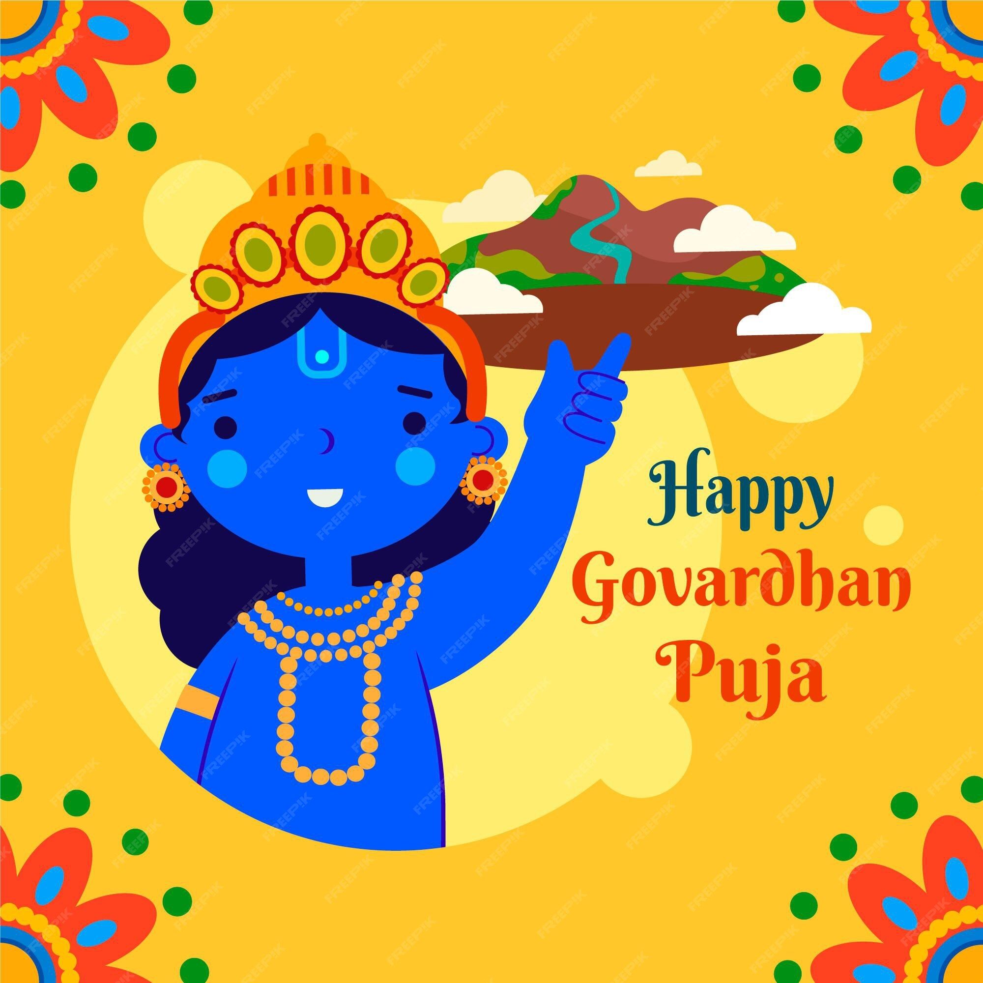 2000x2000 Free Vector. Flat design govardhan puja