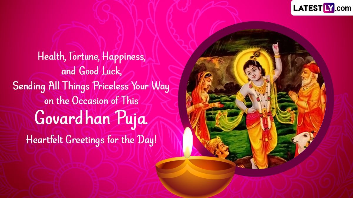 1200x675 Govardhan Puja 2022 Wishes & Annakut Greetings: Celebrate the Auspicious Day After Diwali by Sharing WhatsApp Messages, Quotes and HD Image With Loved Ones
