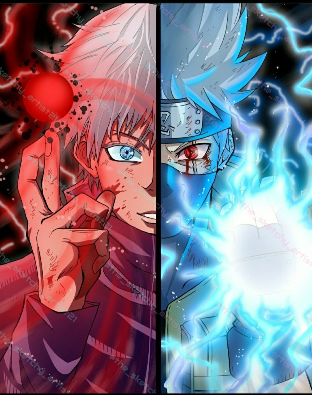 1080x1367 Gojo vs Kakashi. Sharingan vs Infinity full version on my insta