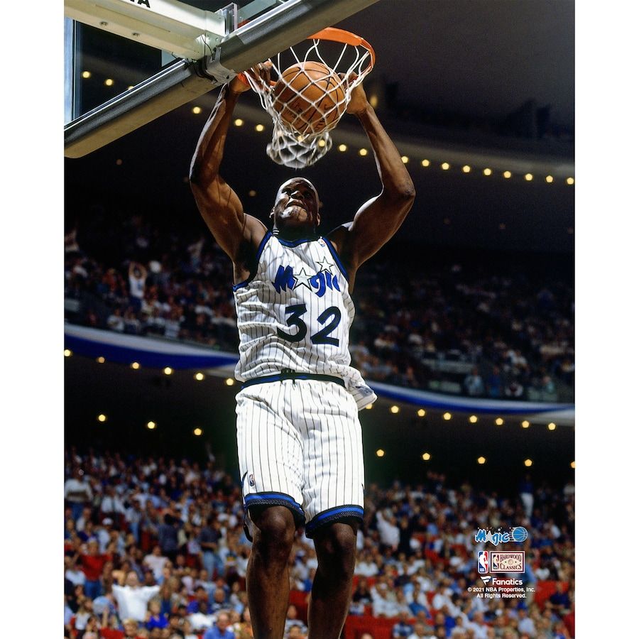900x900 Shaquille O'Neal Orlando Magic Unsigned Hardwood Classics Two Handed Slam Dunk Photograph