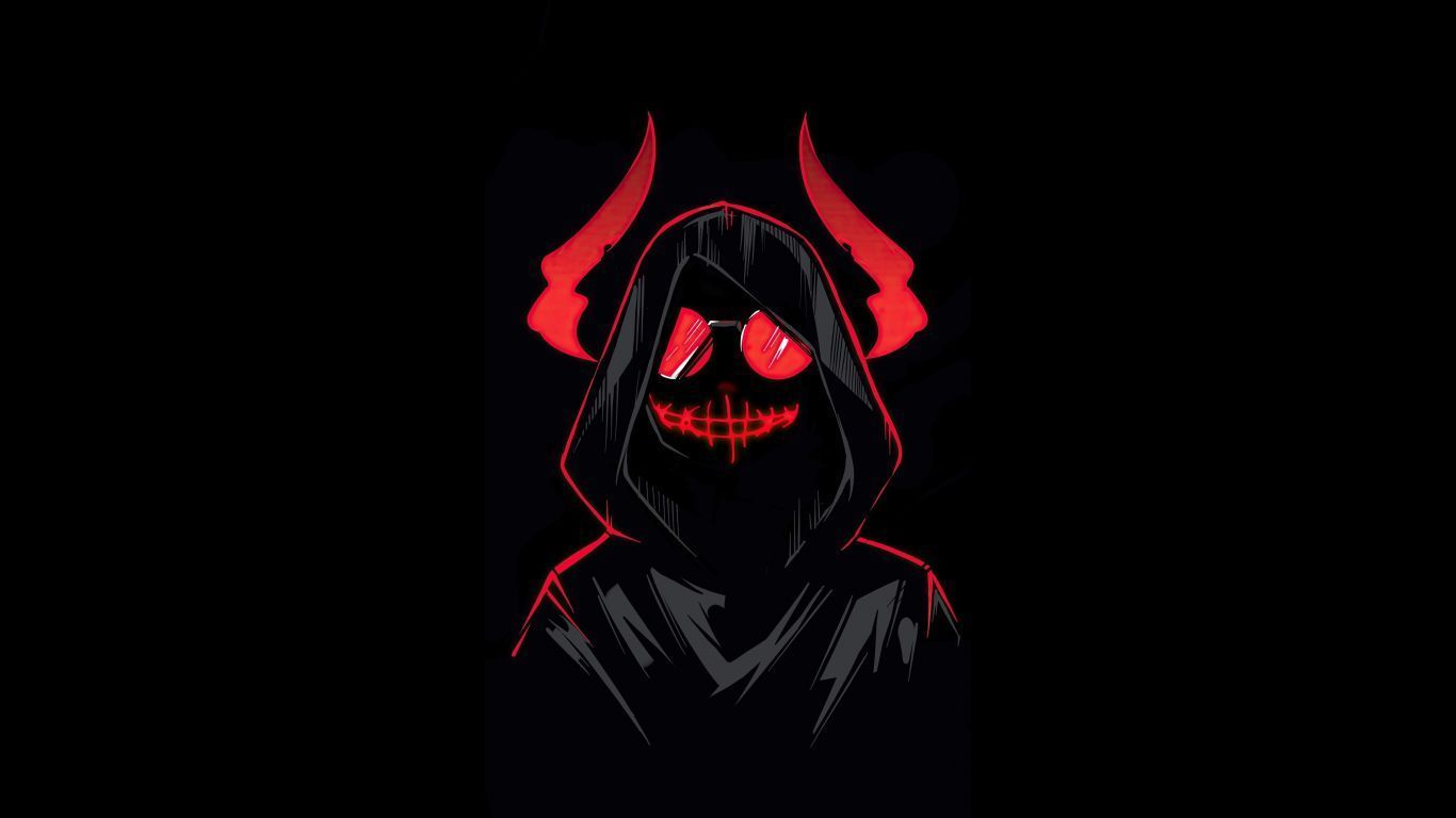 1366x768 Devil Boy dark minimal art wallpaper background