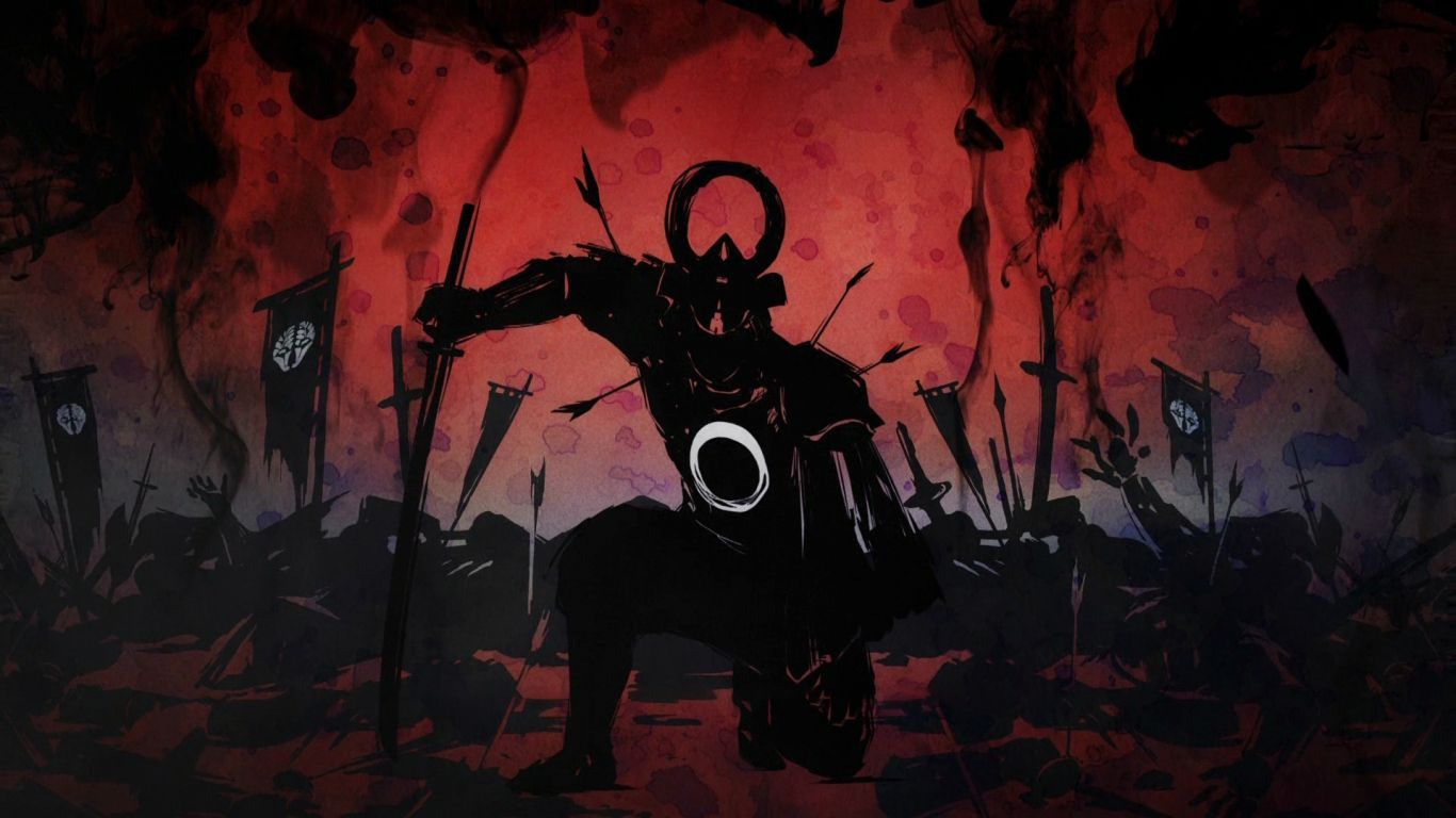 1366x768 Ninja warrior dark art wallpaper background