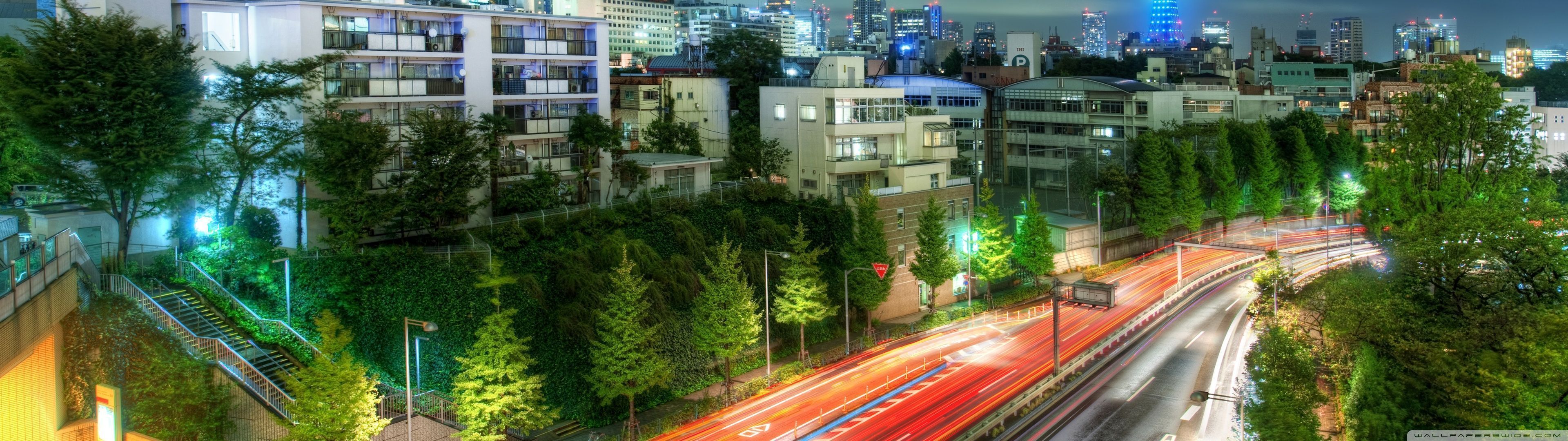 3840x1080 Tokyo Evening HDR Ultra HD Desktop Background Wallpaper for : Multi Display, Dual Monitor : Tablet