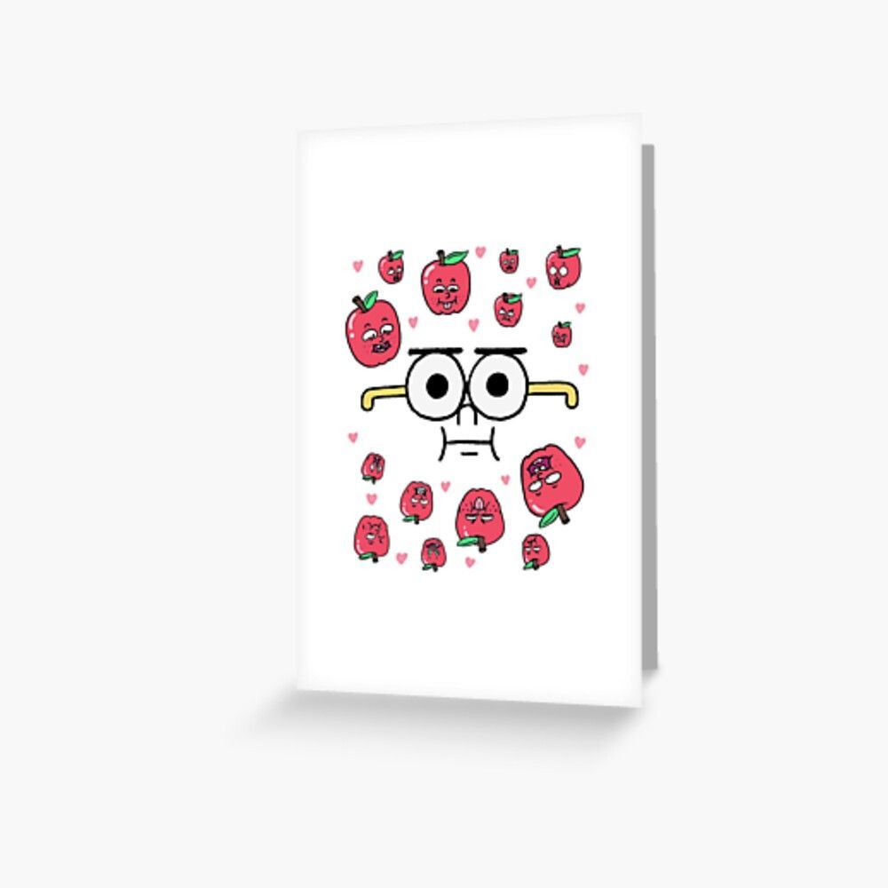 1000x1000 Apple and onion cartoon wallpaper Greeting Card
