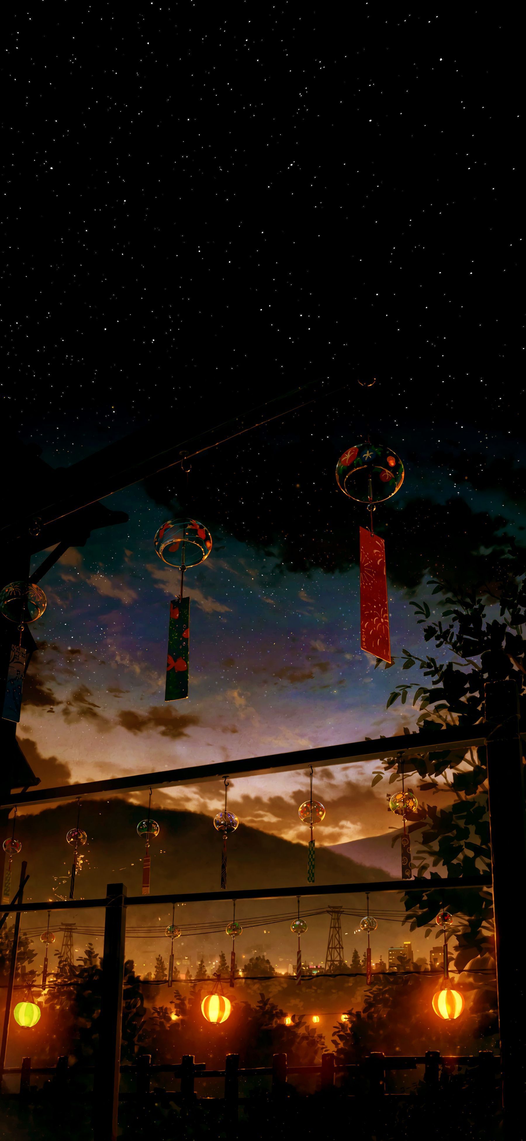1800x3900 Wallpaper Anime Lantern, Anime, Lantern, Poster, Painting, Background Free Image