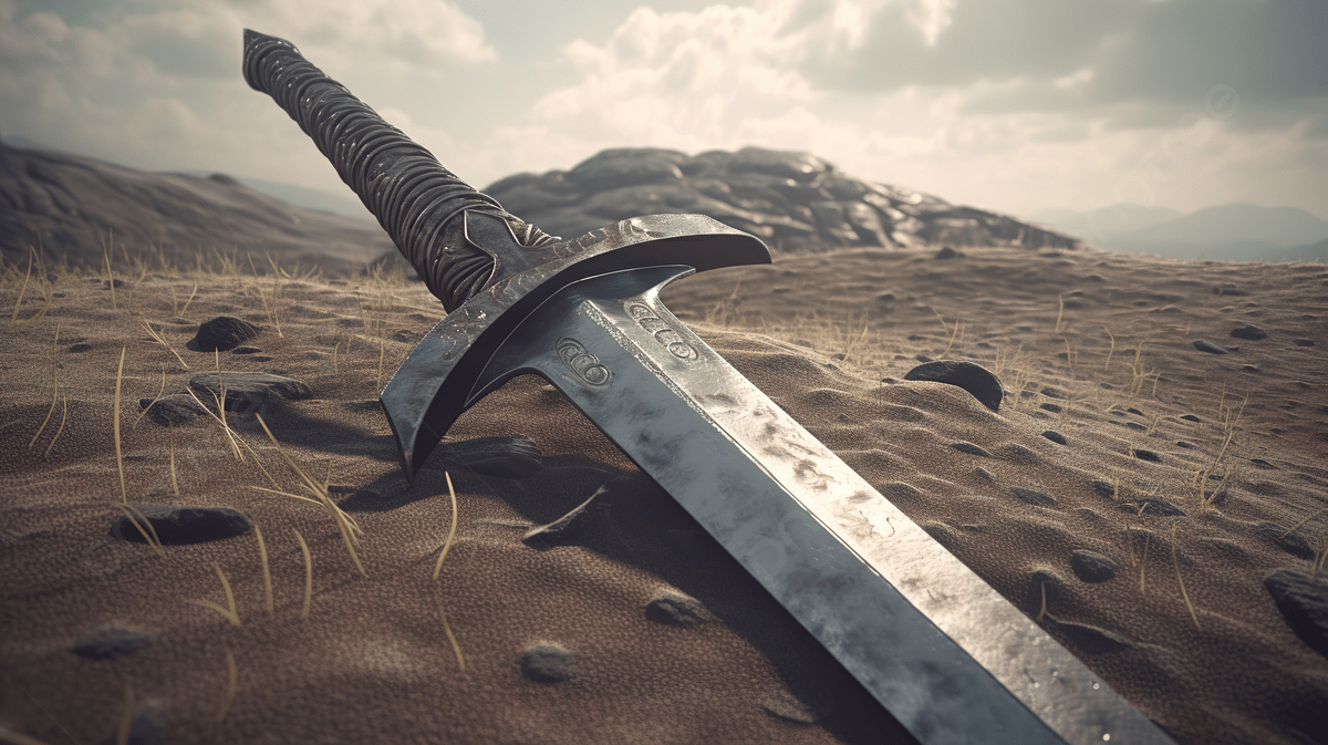 1200x673 Long Sword With A Large Blade Laying Down In The Desert Background, 3D Illustration Rpg Background Battle, HD Photography Photo Background Image And Wallpaper for Free Download