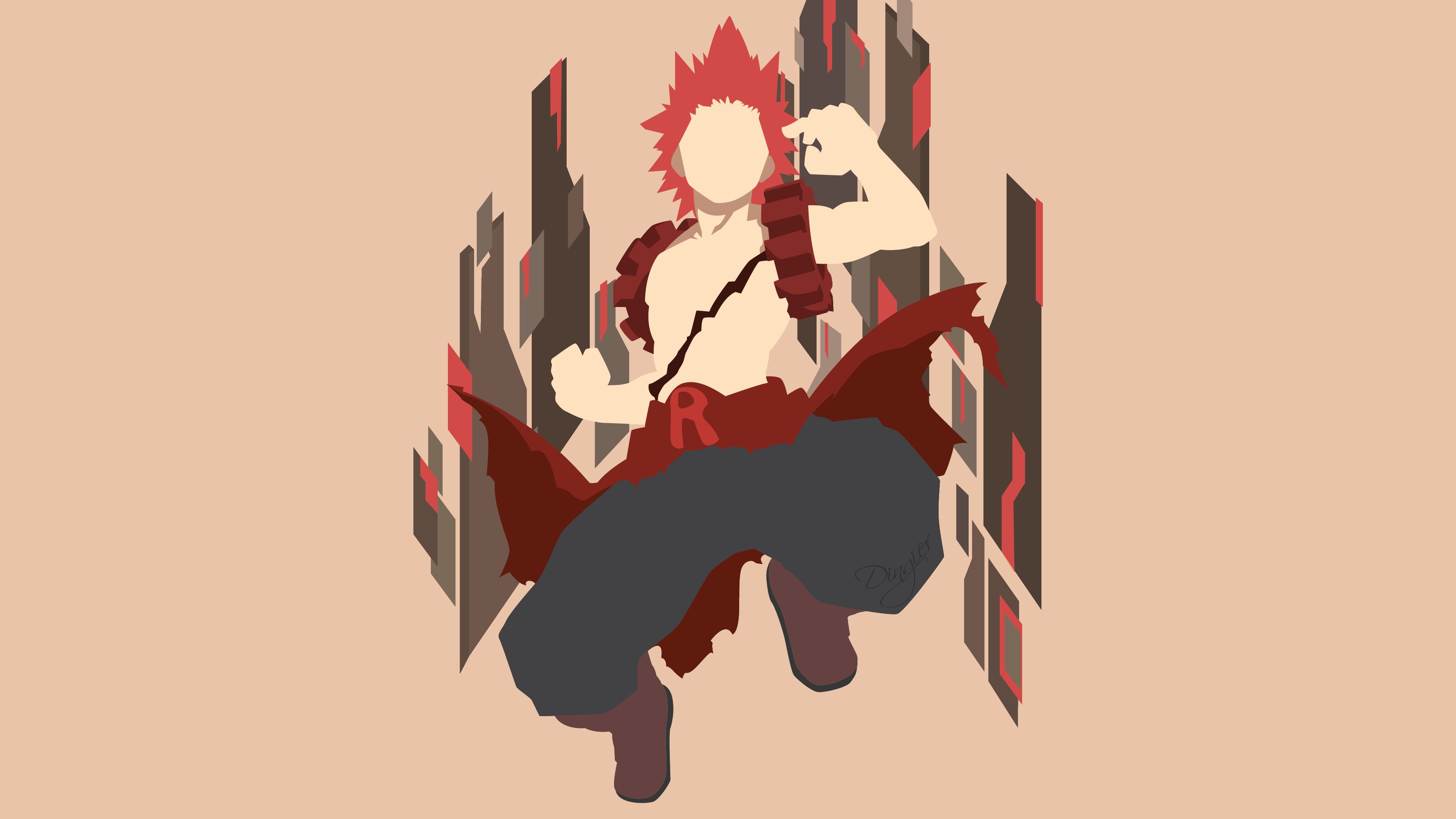 3839x2158 HD desktop wallpaper: Anime, Minimalist, My Hero Academia, Eijiro Kirishima download free picture