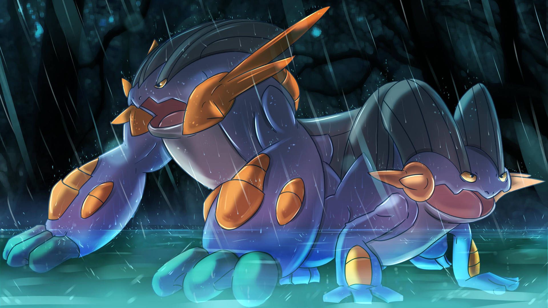 1920x1080 Download Swampert In The Rain Wallpaper