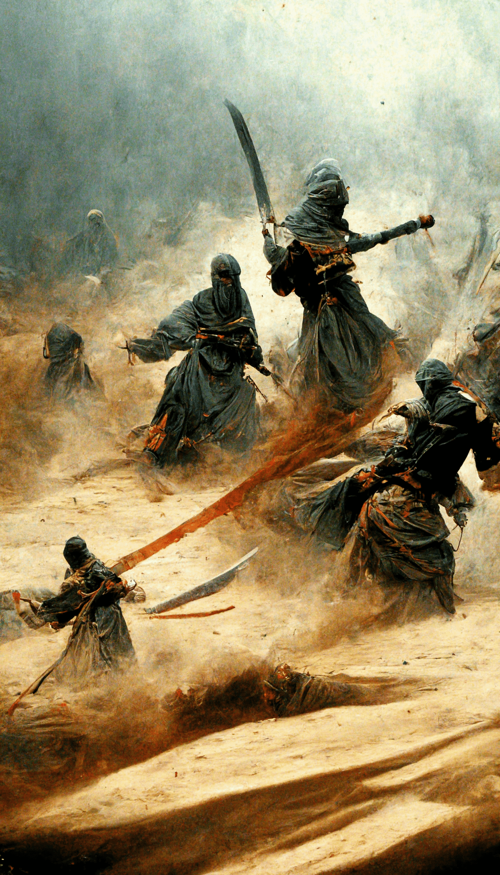 1024x1792 Midjourney prompt: live, or in honor die, Midst slashing