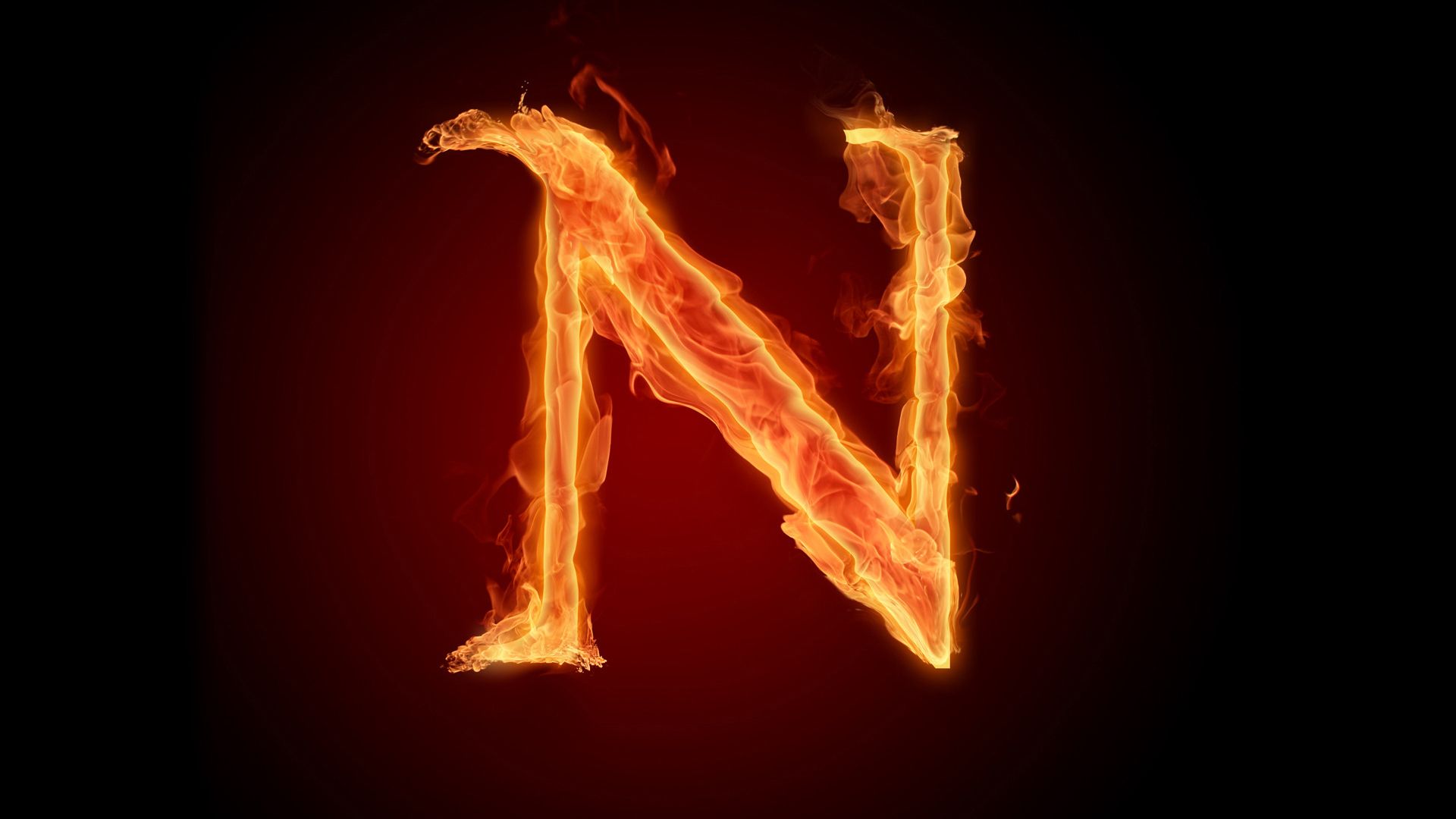 1920x1080 N Fiery English Alphabet Letter Black Background HD N Letter Wallpaper