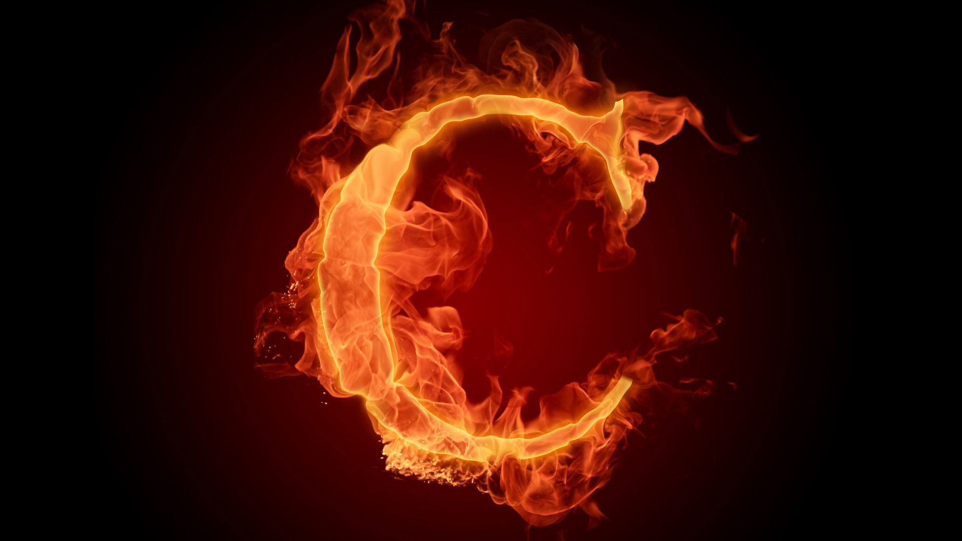 1920x1080 C Fiery English Alphabet Letter Black Background HD C Letter Wallpaper