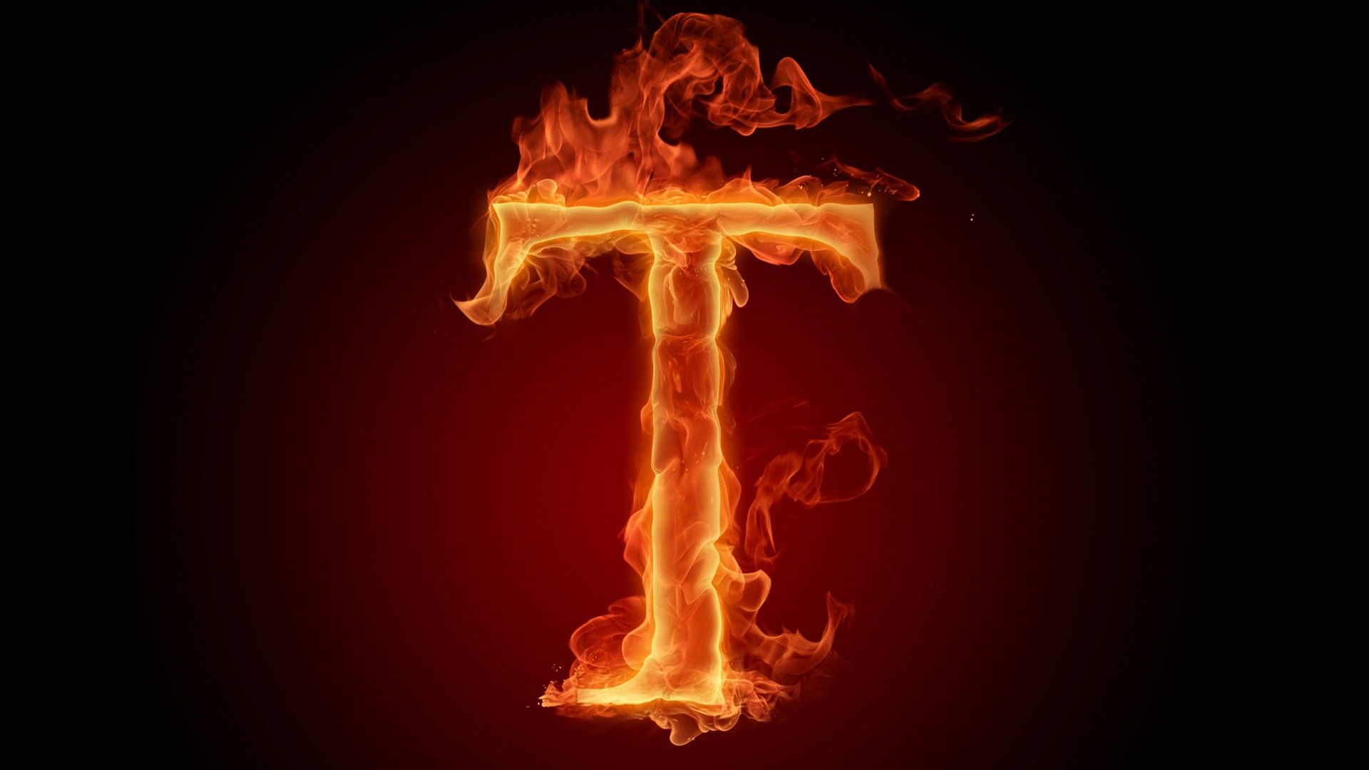 1920x1080 T Fiery English Alphabet Letter Black Background HD T Letter Wallpaper