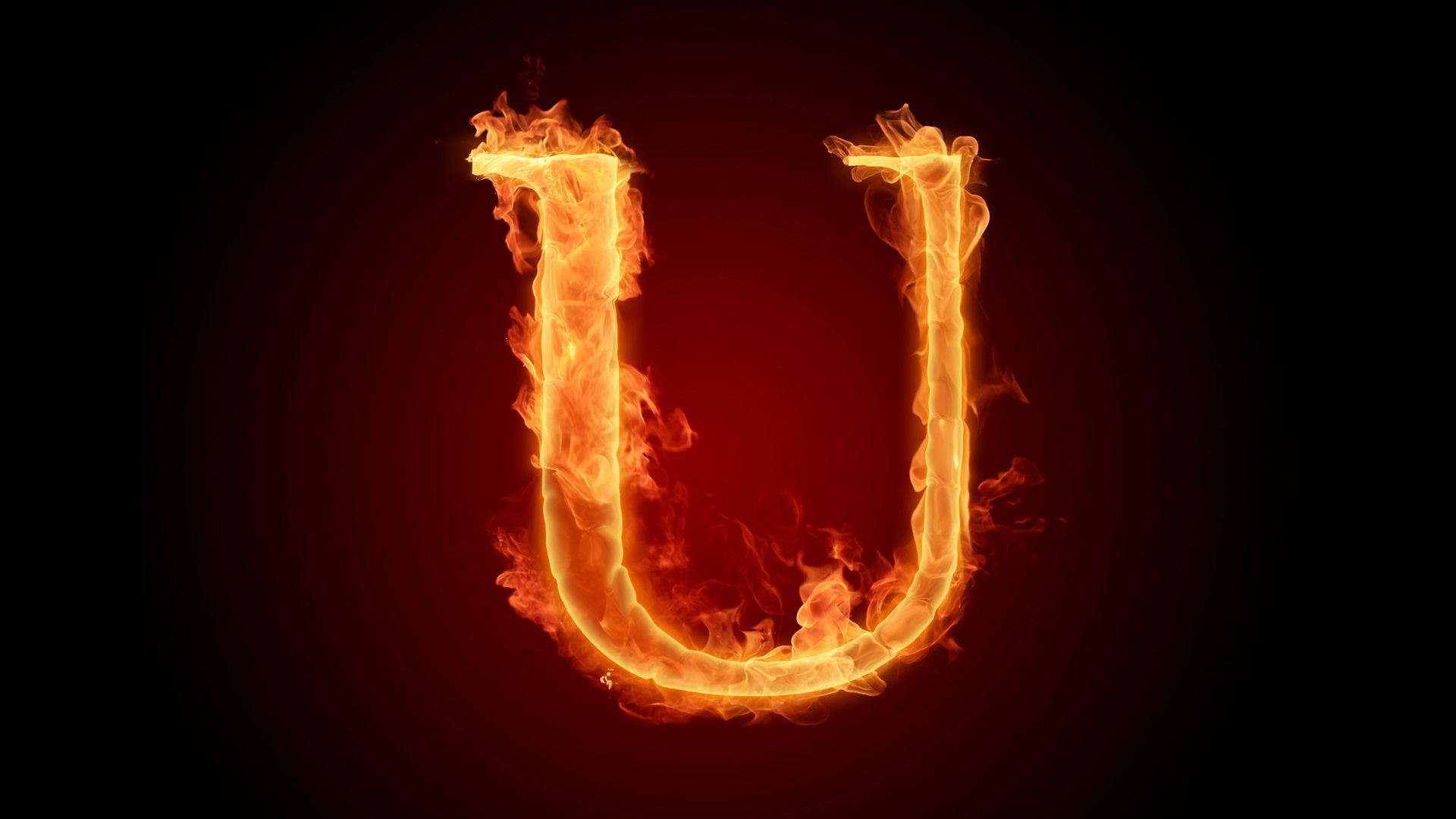1920x1080 U Fiery English Alphabet Letter Black Background HD U Letter Wallpaper