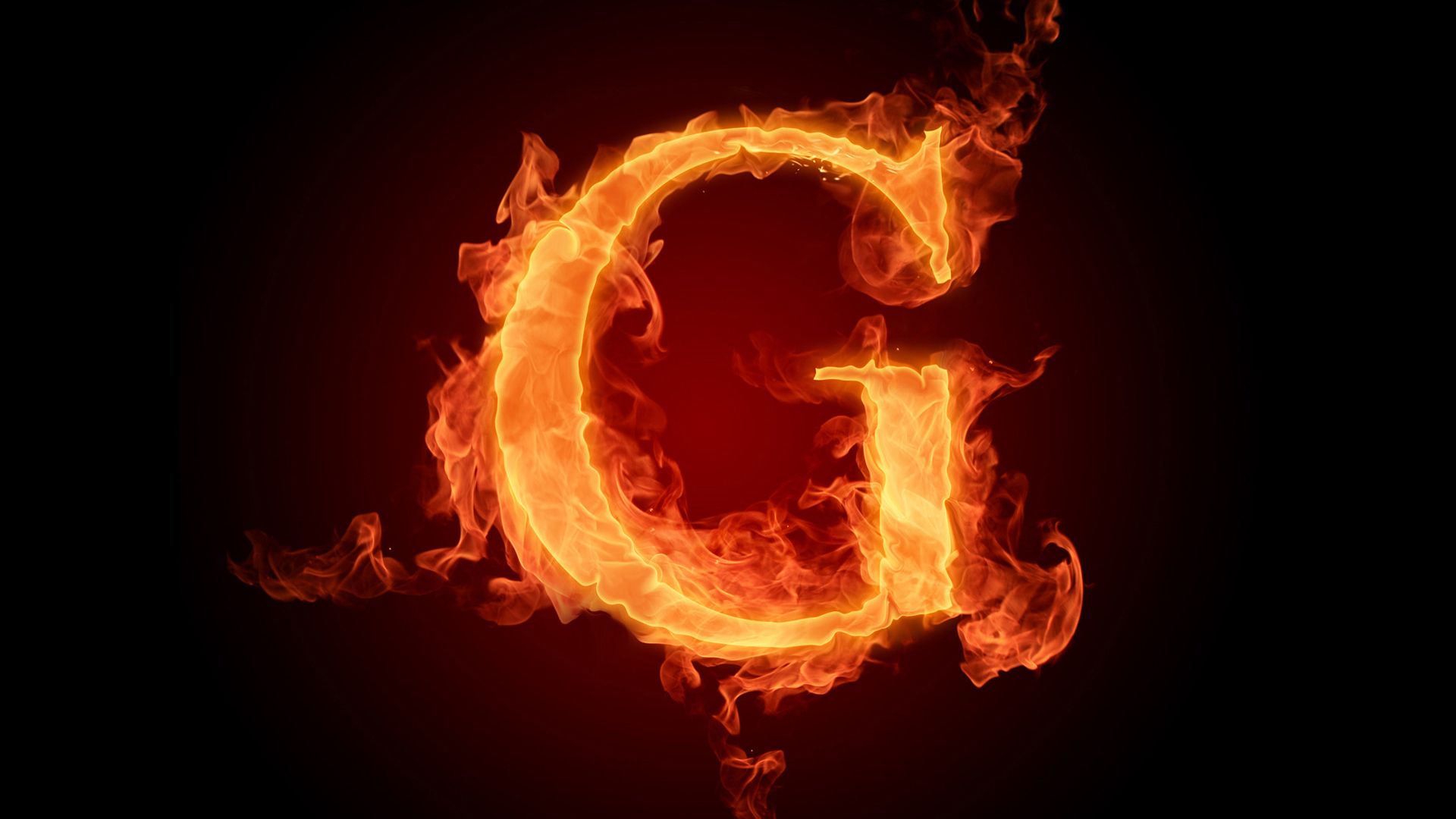 1920x1080 G Fiery English Alphabet Letter Black Background HD G Letter Wallpaper
