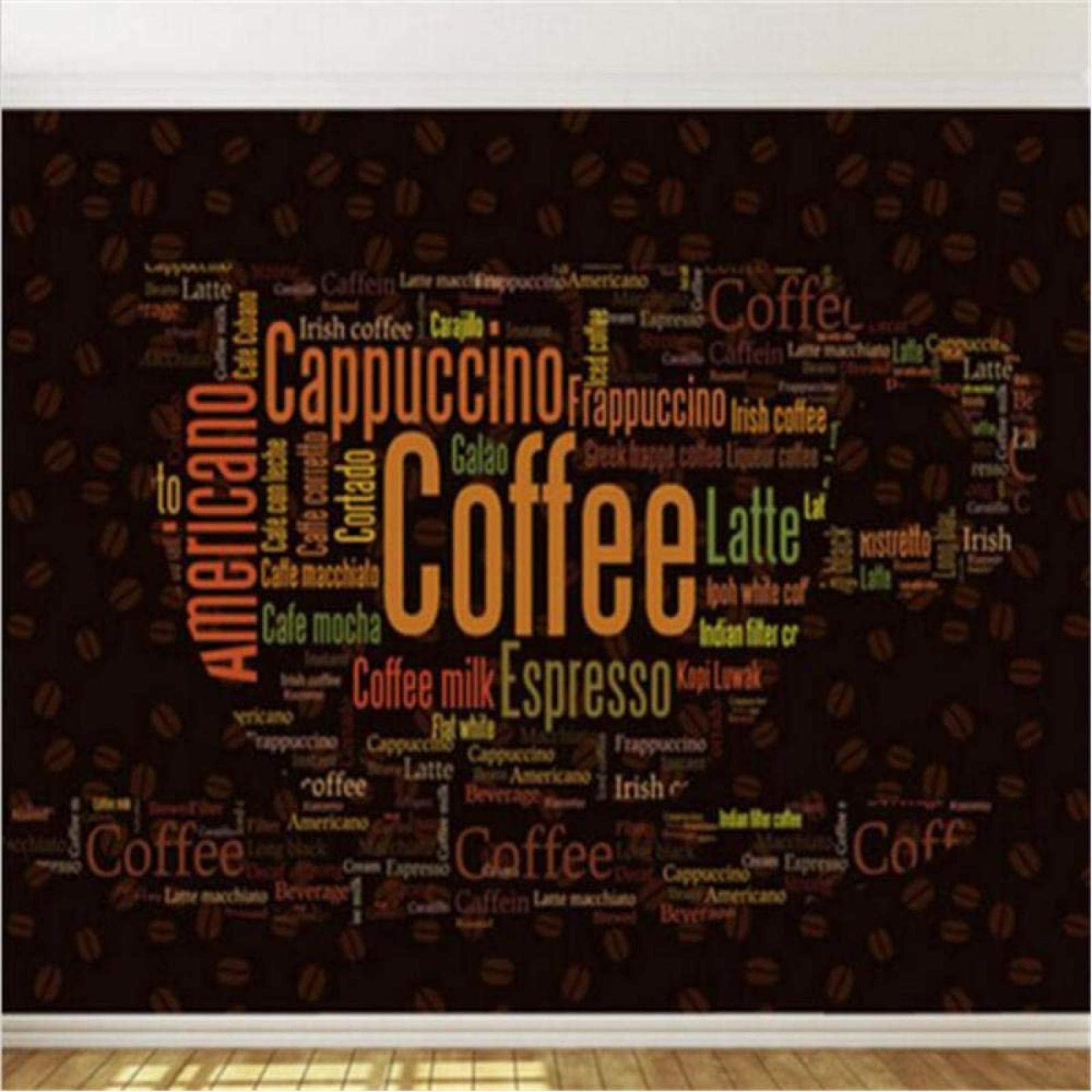 1600x1600 American Milk Cappuccino Coffee English Alphabet Wallpaper 3D Wall Murals, Black Background Large Wallpaper Wall Paper Suitable for Kitchen Dinning Room, 169.3W x118.2 H : Tools & Home Improvement