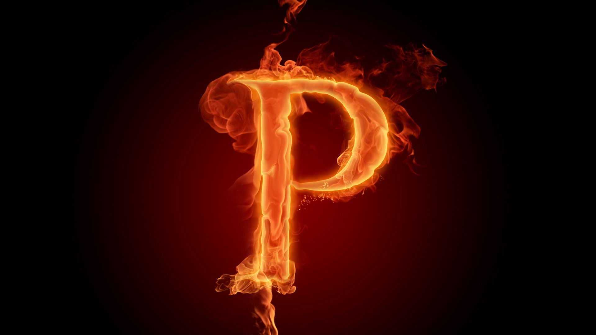 1920x1080 P Fiery English Alphabet Letter Black Background HD P Letter Wallpaper