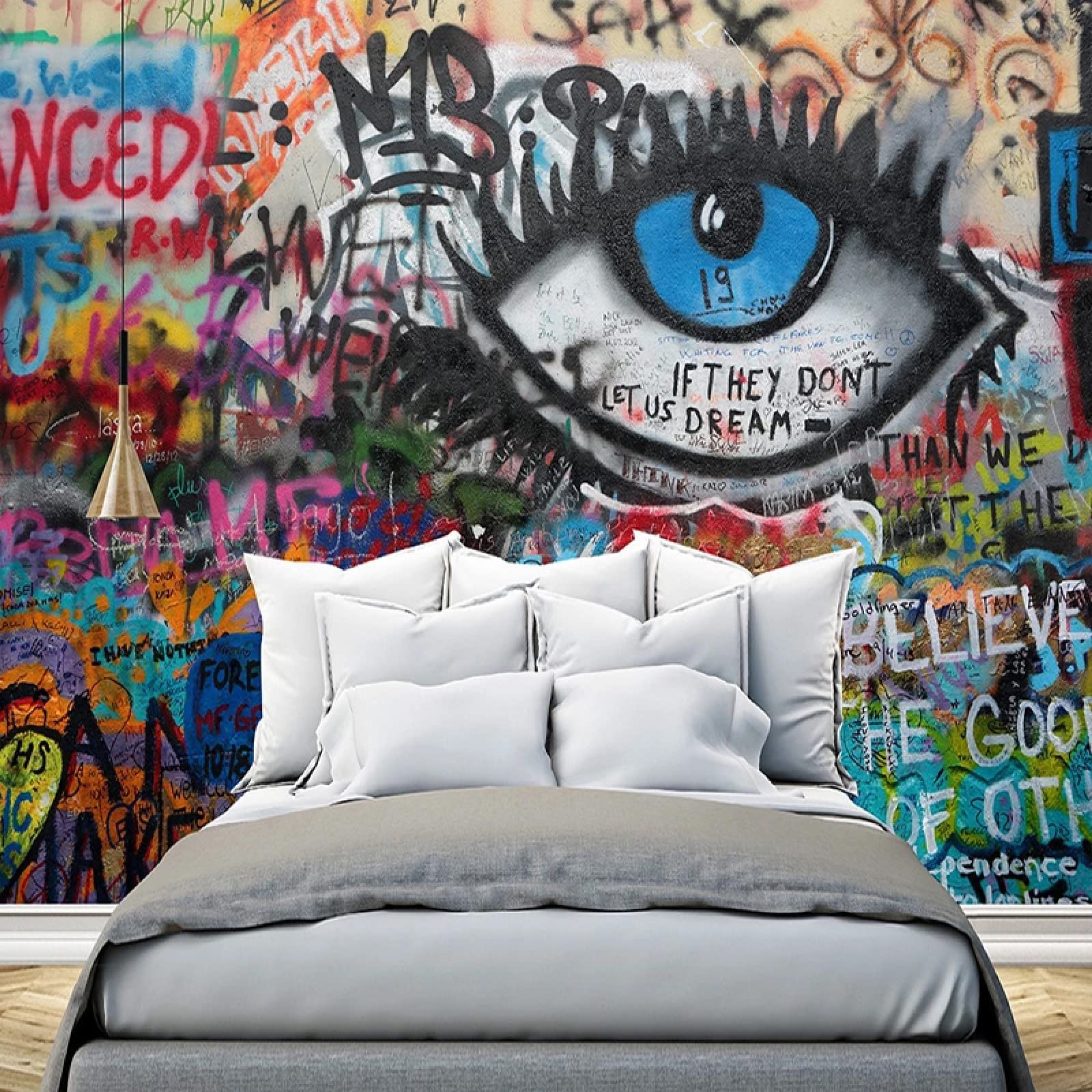 1600x1600 Abstract Graffiti Eyes Art Wallpaper 3D Wall Murals, English Alphabet Graffiti Large Wallpaper 3D Wall Murals Space, Teen Boy Girl Room Wall Decoration (154W x 110H) : Tools & Home Improvement