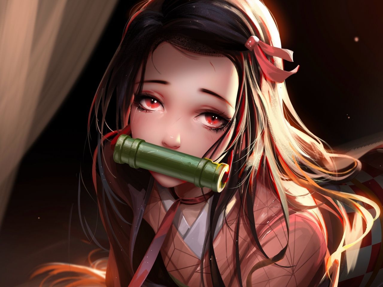 1280x960 Download wallpaper 1280x960 beautiful eyes, red eyes, cute, kamado nezuko, standard 4:3 fullscreen 1280x960 HD background, 23941