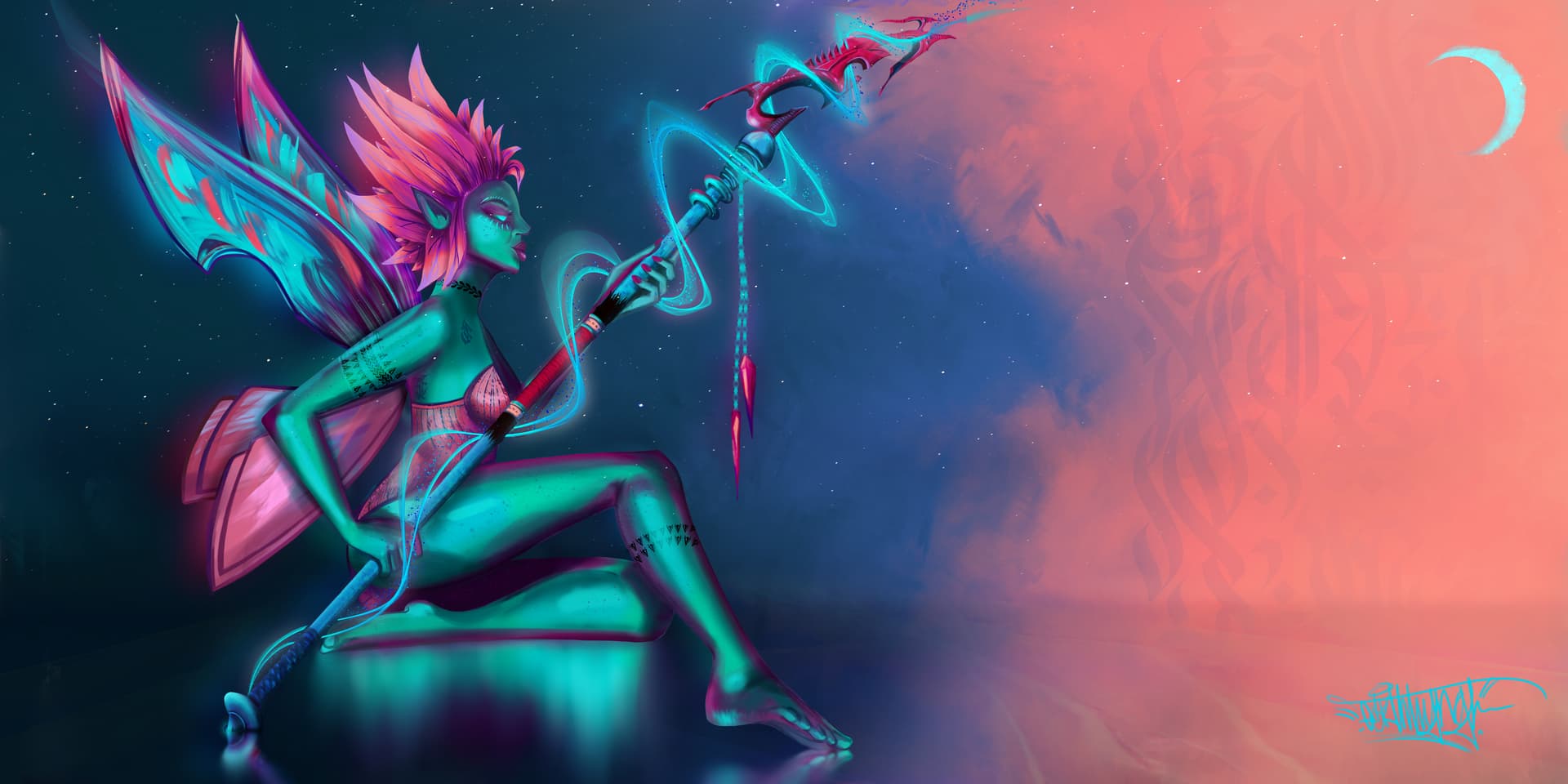 1920x960 Elemental Nymph Gate Discord Secret Santa Painting (Djeta)