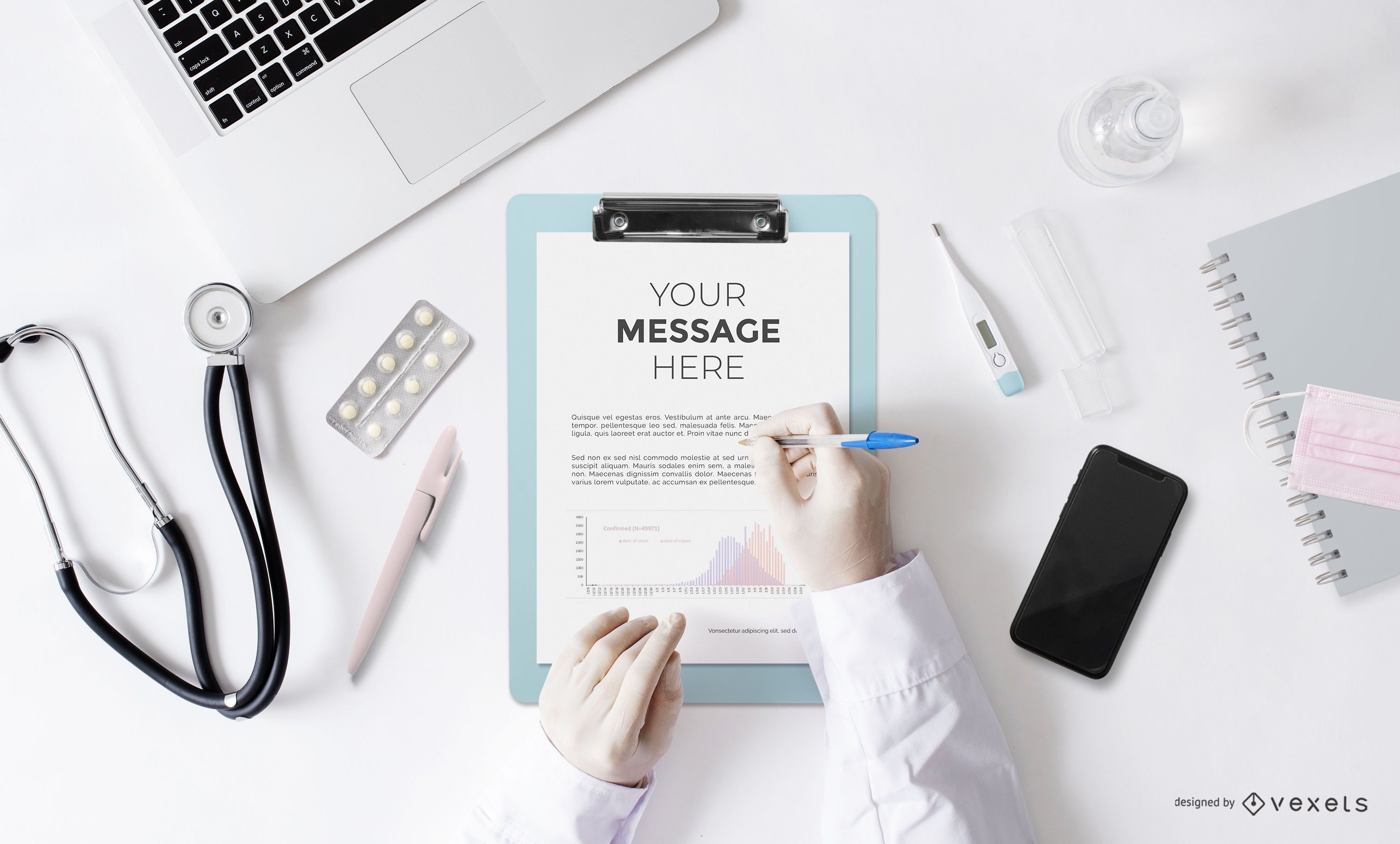 3000x1810 Health Clipboard Mockup Design PSD Editable Template