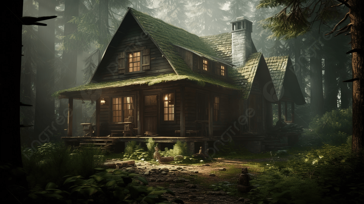 1200x673 House Is Sitting In A Forest Inside Background, Cabin In The Woods Picture Background Image And Wallpaper for Free Download