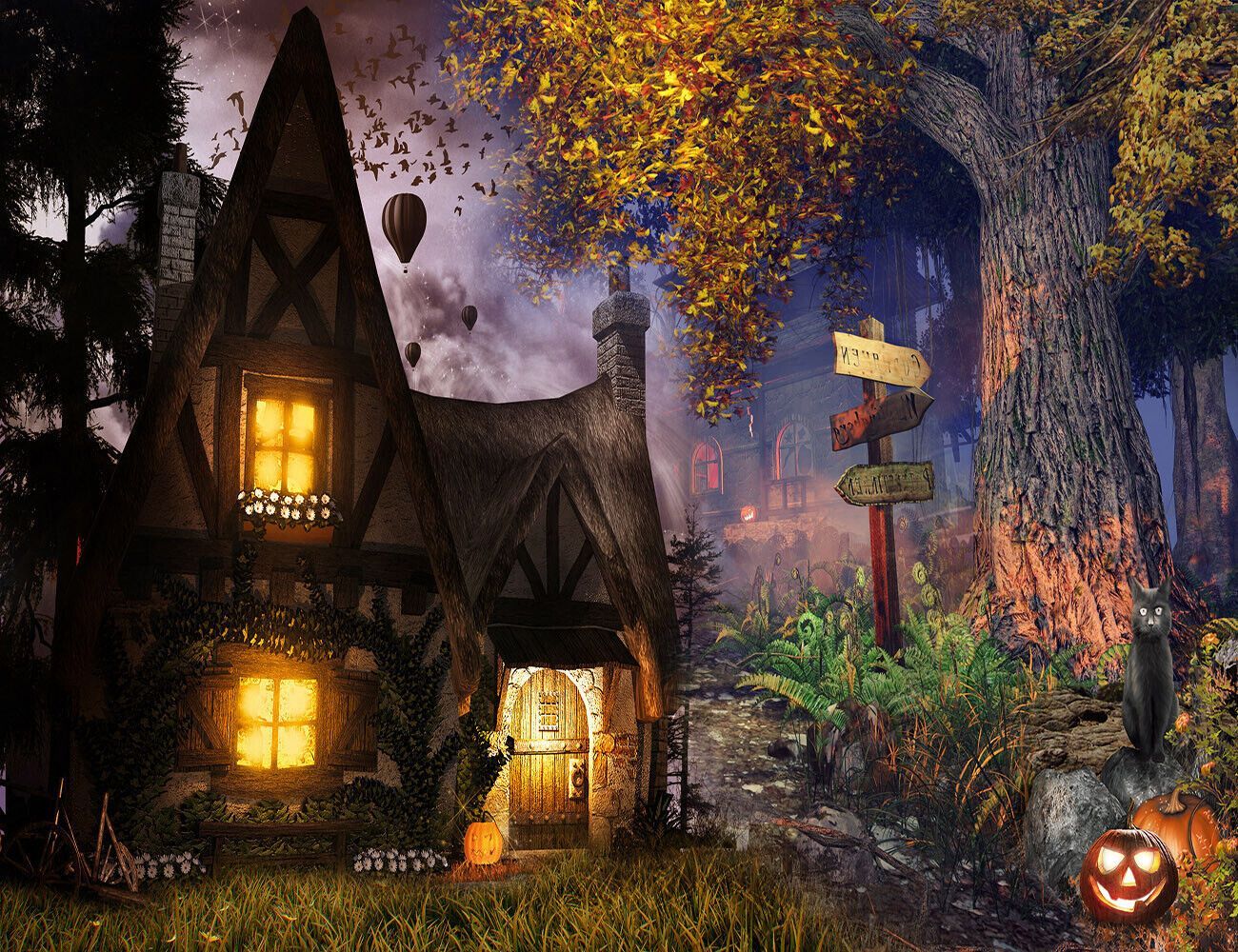 1300x1000 Fall Forest Cabin Backdrops Photography Studio Prop Halloween Pumpkin Background
