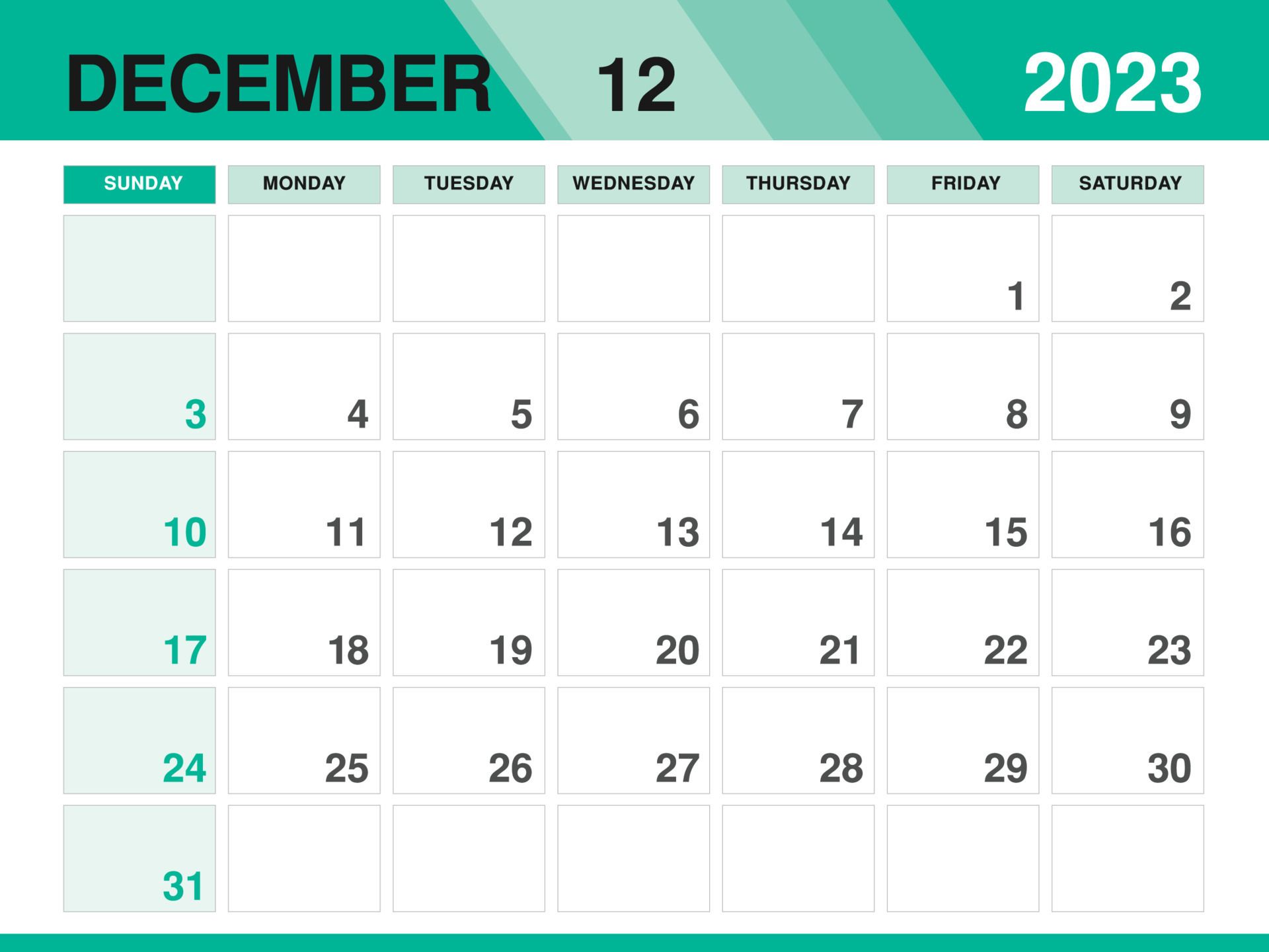 1920x1440 December 2023 template, Calendar 2023 template vector, planner monthly design, Desk calendar Wall calendar design, Minimal style, advertisement, poster, printing media, green background concept
