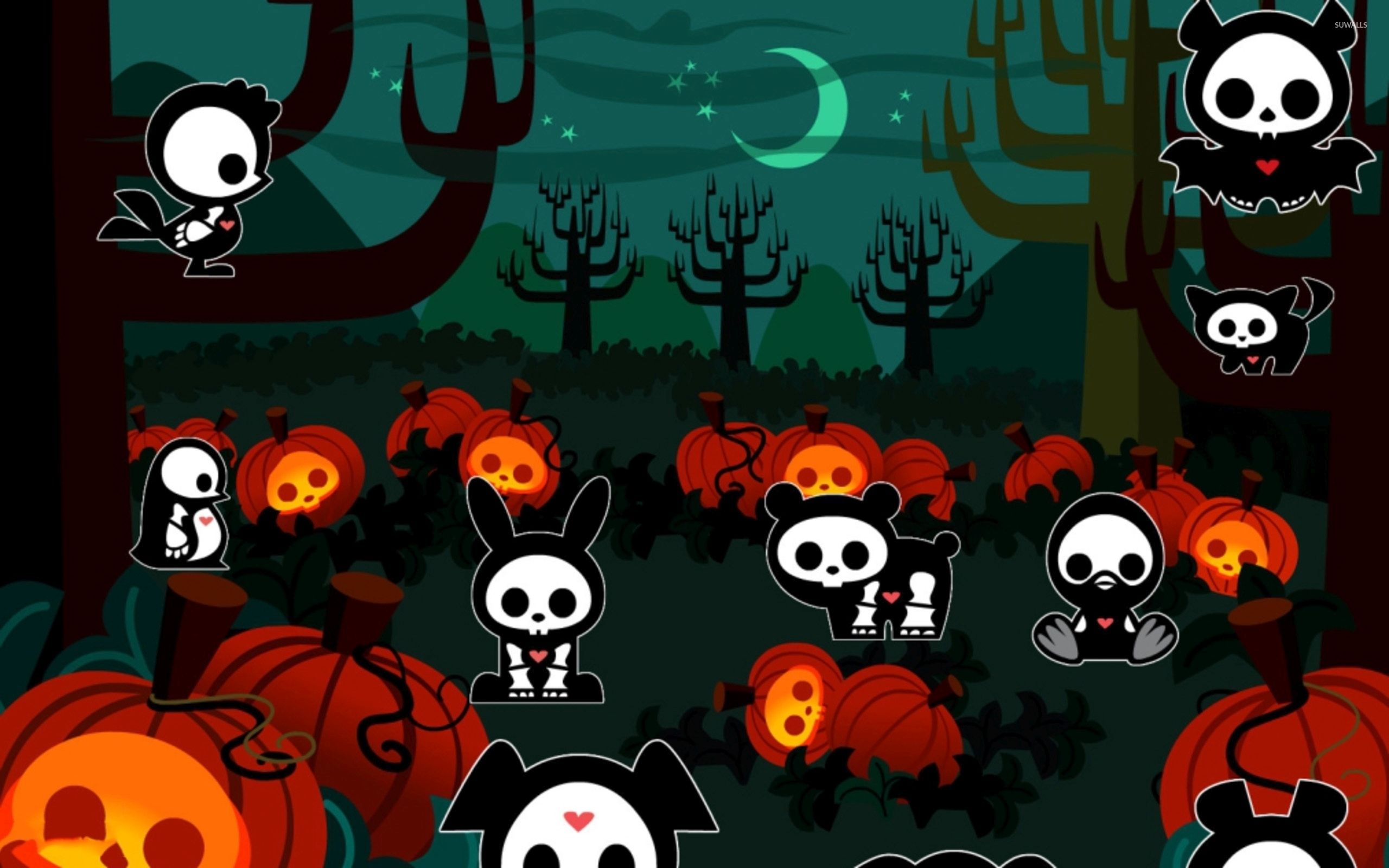 2560x1600 Animals in Halloween costumes in the forest wallpaper wallpaper