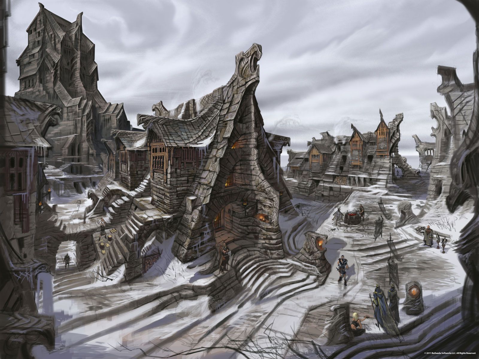1600x1200 Skyrim Art Direction. The Imperial Library