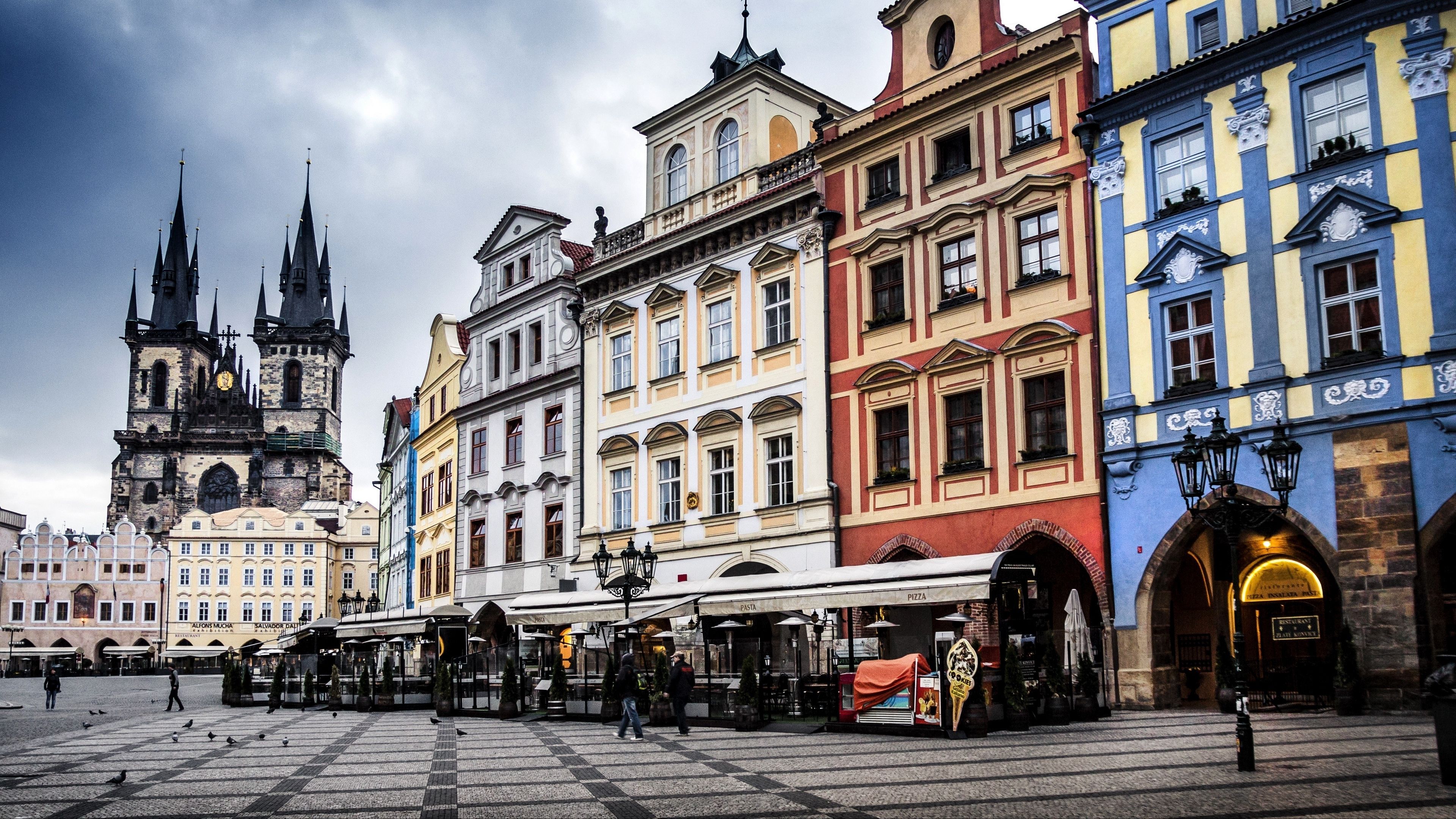 3840x2160 czech republic, prague, street, building, evening 4k Wallpaper 4K