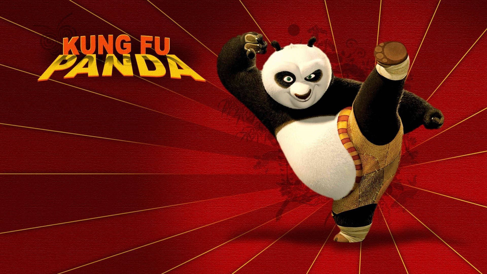 1920x1080 Download Kung Fu Panda Doing A Kick Red Backdrop Wallpaper