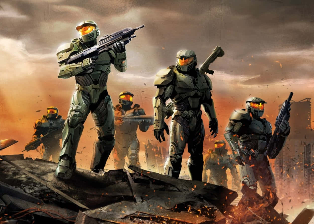 1260x900 Download An Elite Squad Of Halo Spartans In Battle Ready Formation Wallpaper