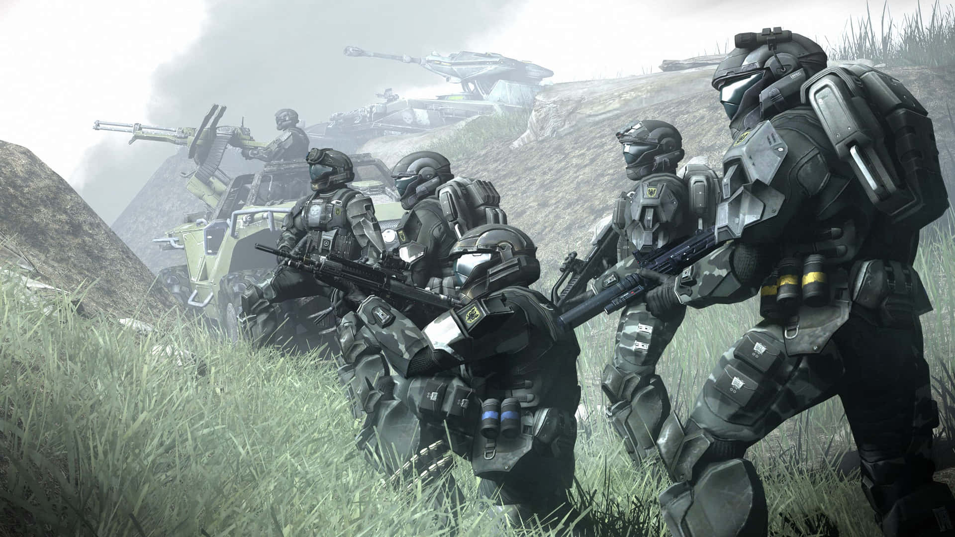 1920x1080 Download Caption: The Elite Squad of Halo Spartans Wallpaper