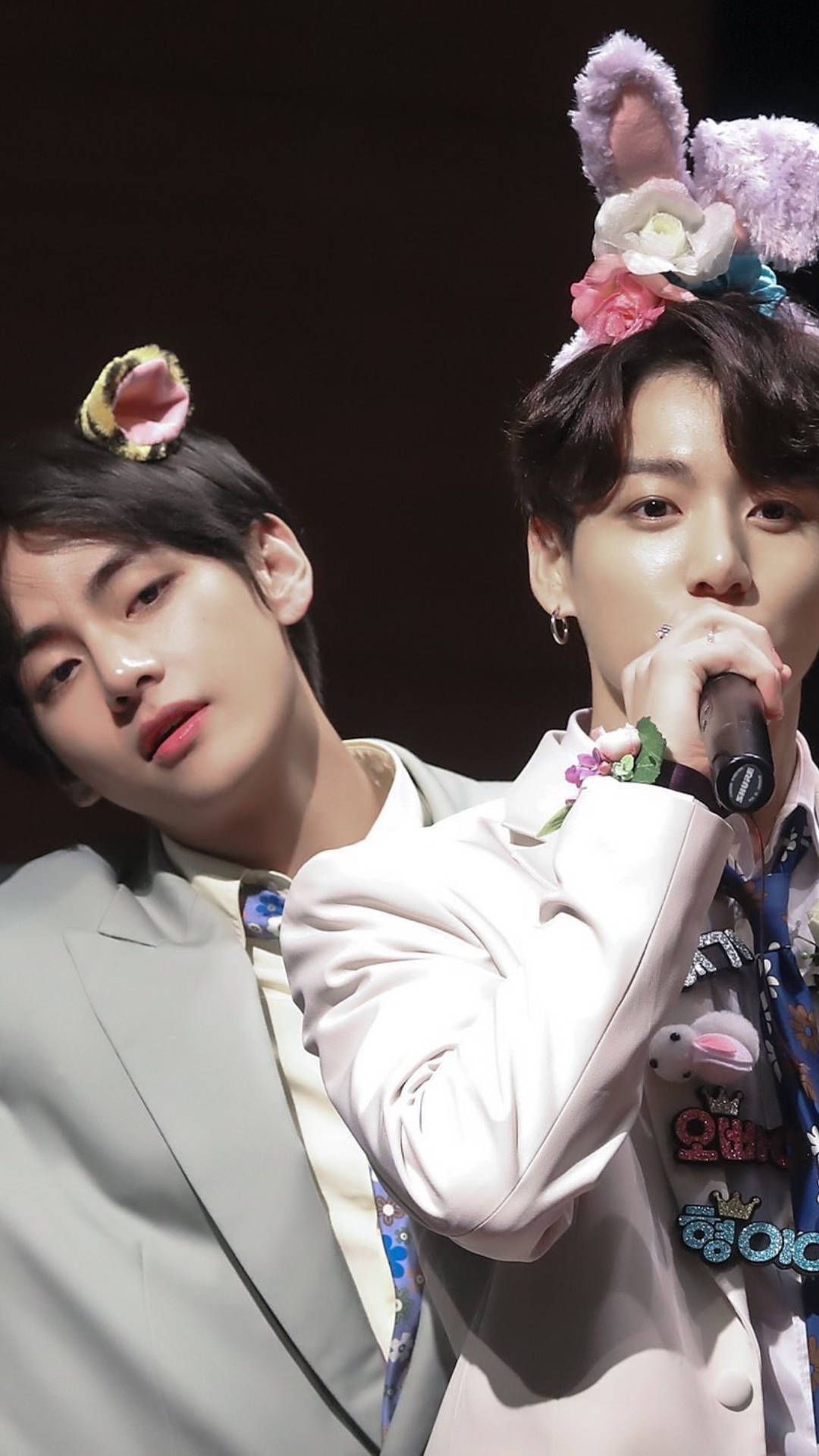 1080x1920 Download BTS V Jungkook Cute Headbands Wallpaper