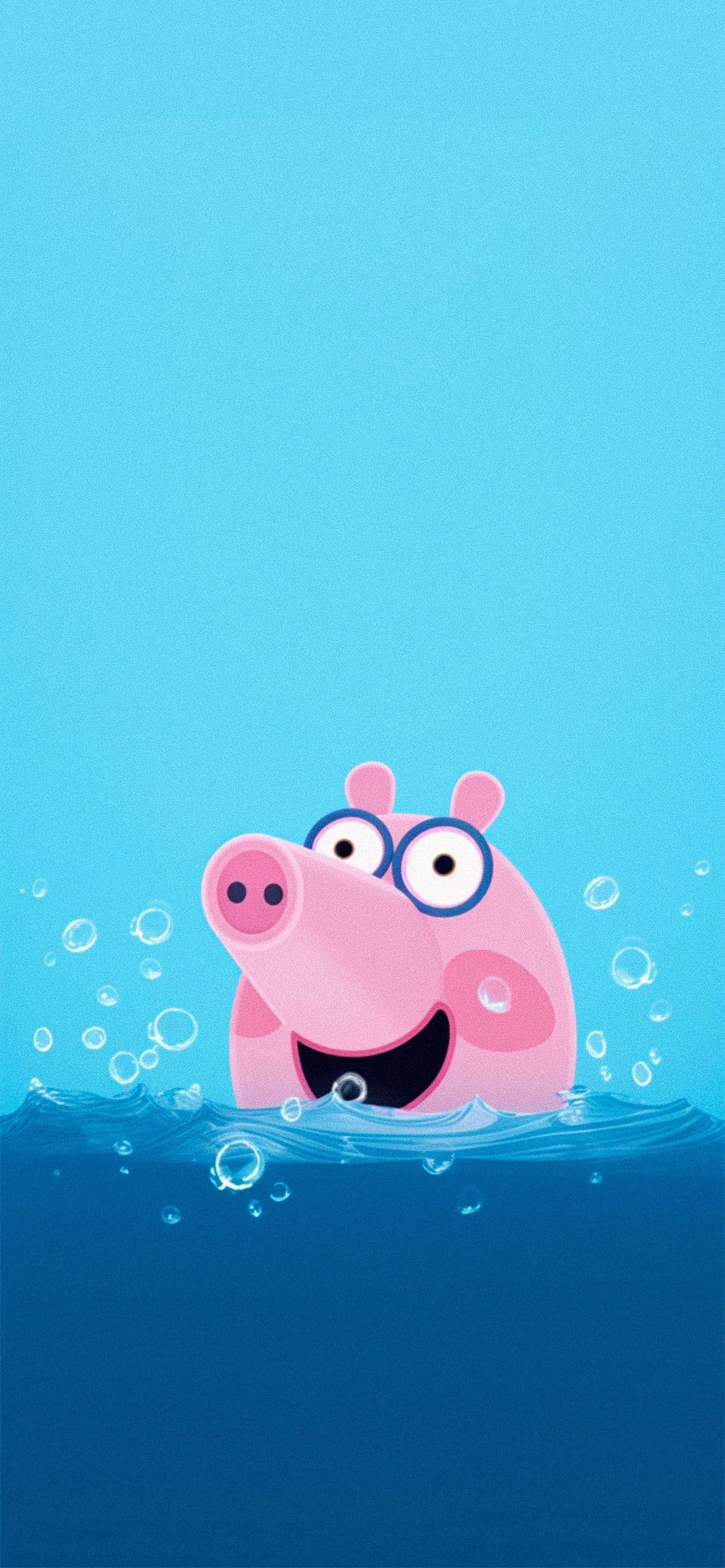 1183x2560 Peppa Pig Swimming Blue Wallpaper Cute Wallpaper