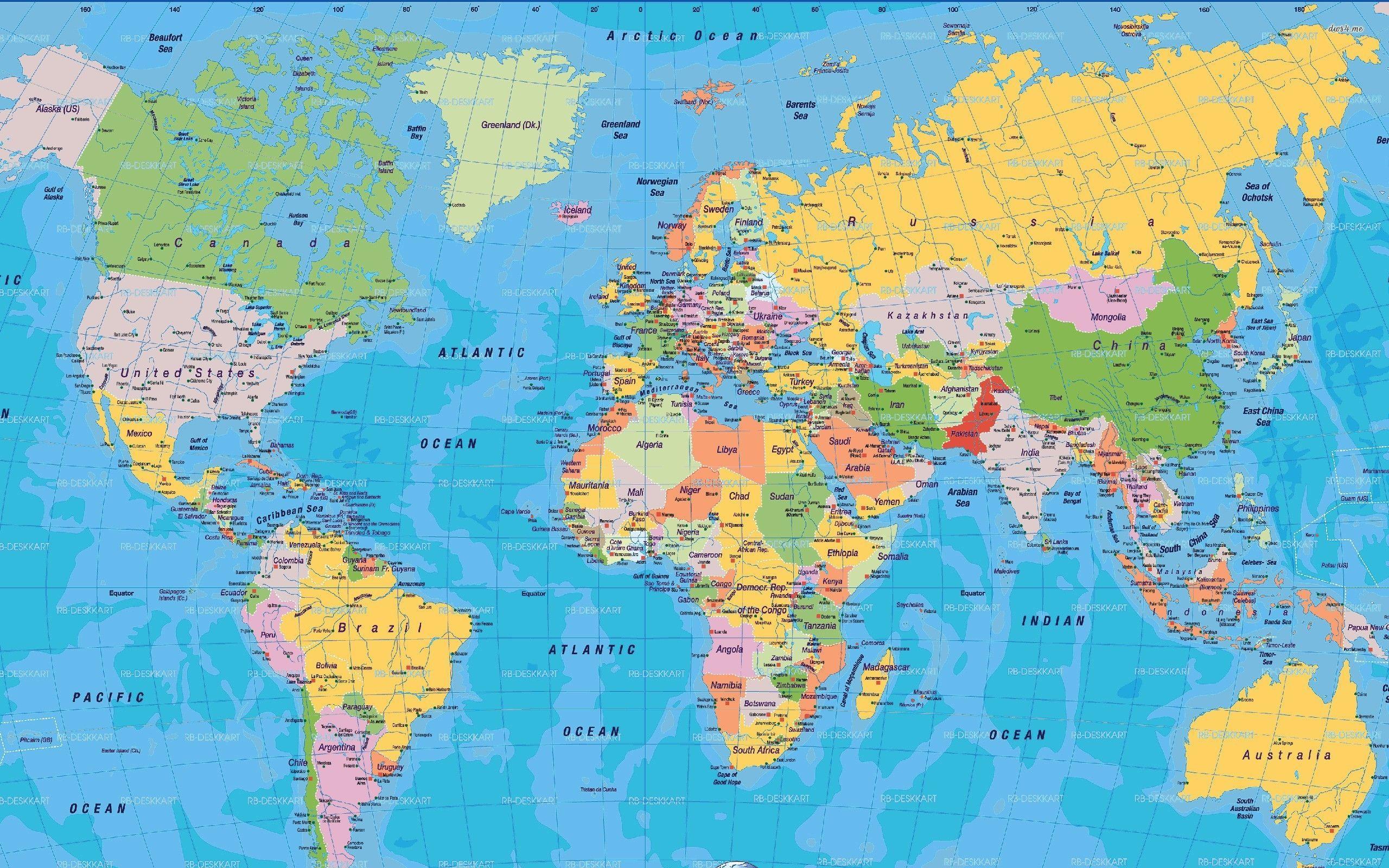 Hình nền máy tính bản đồ thế giới chính trị 2560x1600