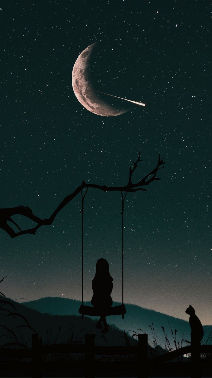 900x1600 Lonely Girl In Night Wallpaper Download