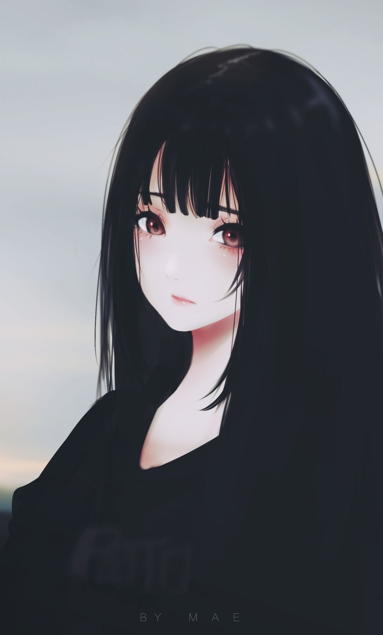 1280x2120 Download wallpaper 1280x2120 beautiful, anime, woman, dark hair, fan art, iphone 6 plus, 1280x2120 HD background, 2949