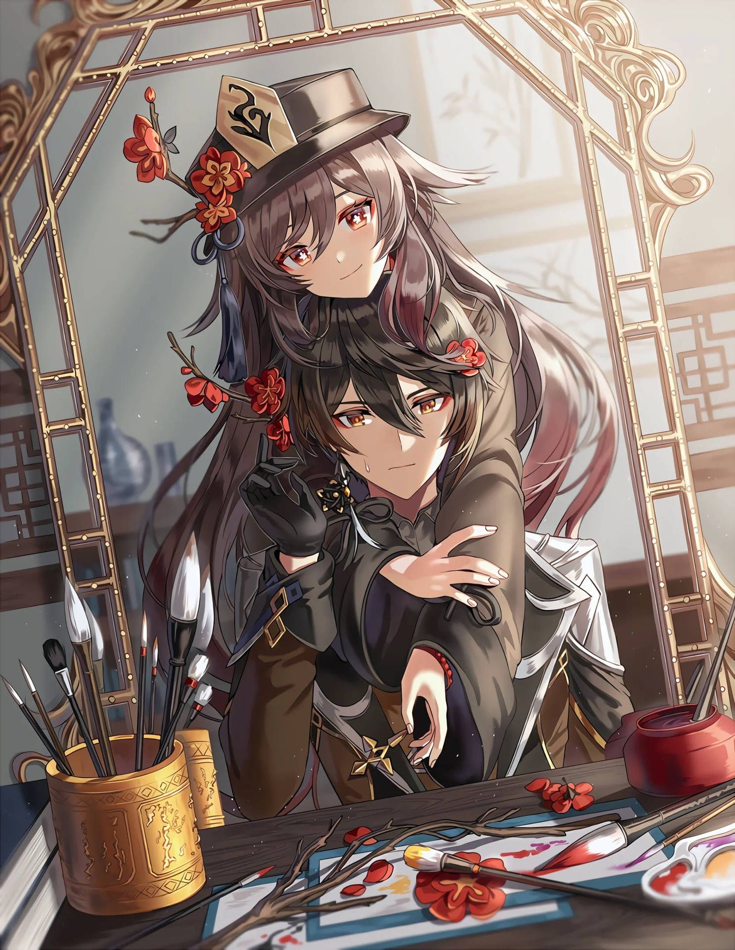 1486x1920 Download Genshin Impact Aesthetic Anime Couple Wallpaper