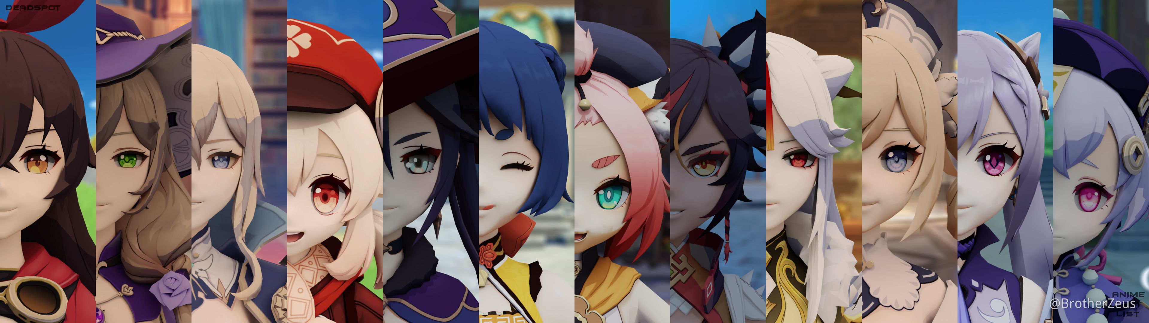 3840x1080 Different Faces Impact Wallpaper (Dual) #MMD Genshin Impact