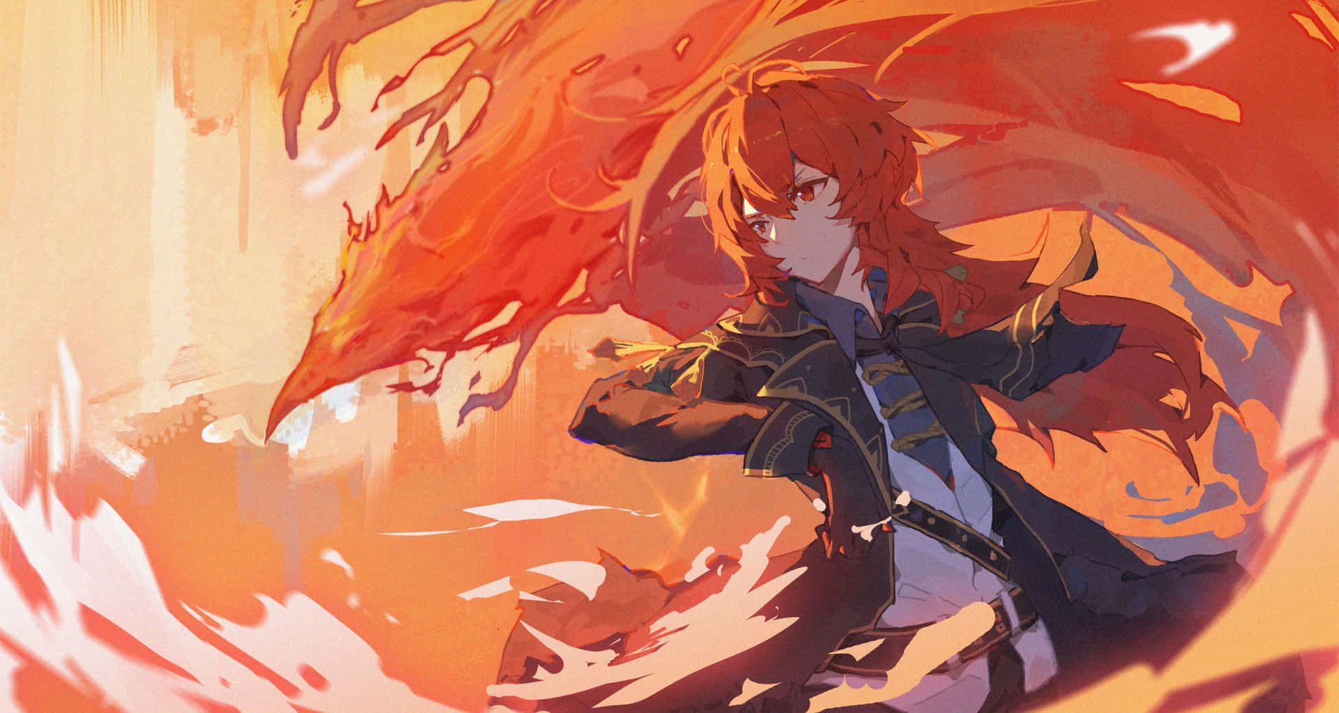 1920x1023 Download Experience the Adventure of Diluc in Genshin Impact Wallpaper