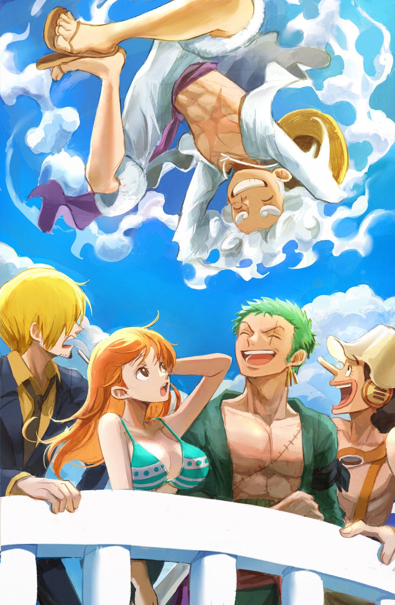 1336x2048 nami, monkey d. luffy, roronoa zoro, sanji, and usopp (one piece) drawn