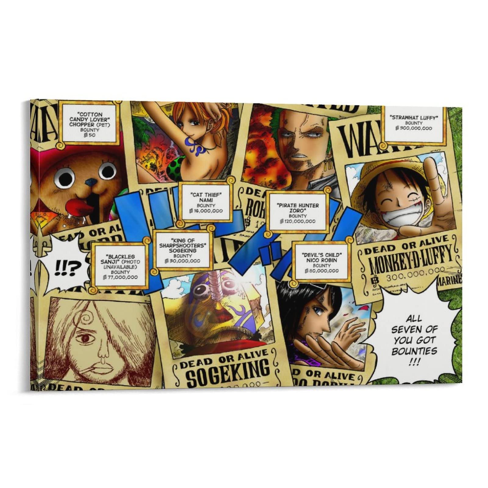 1600x1600 QLAZO One Piece Bounty Wanted Anime Luffy Nami Chopper Art Vintage Poster for Aesthetic Room Decor Merch Art Wall Print Wallpaper for Bedroom for Teen Girls Boys 20x30inch(50x75cm) : Everything Else