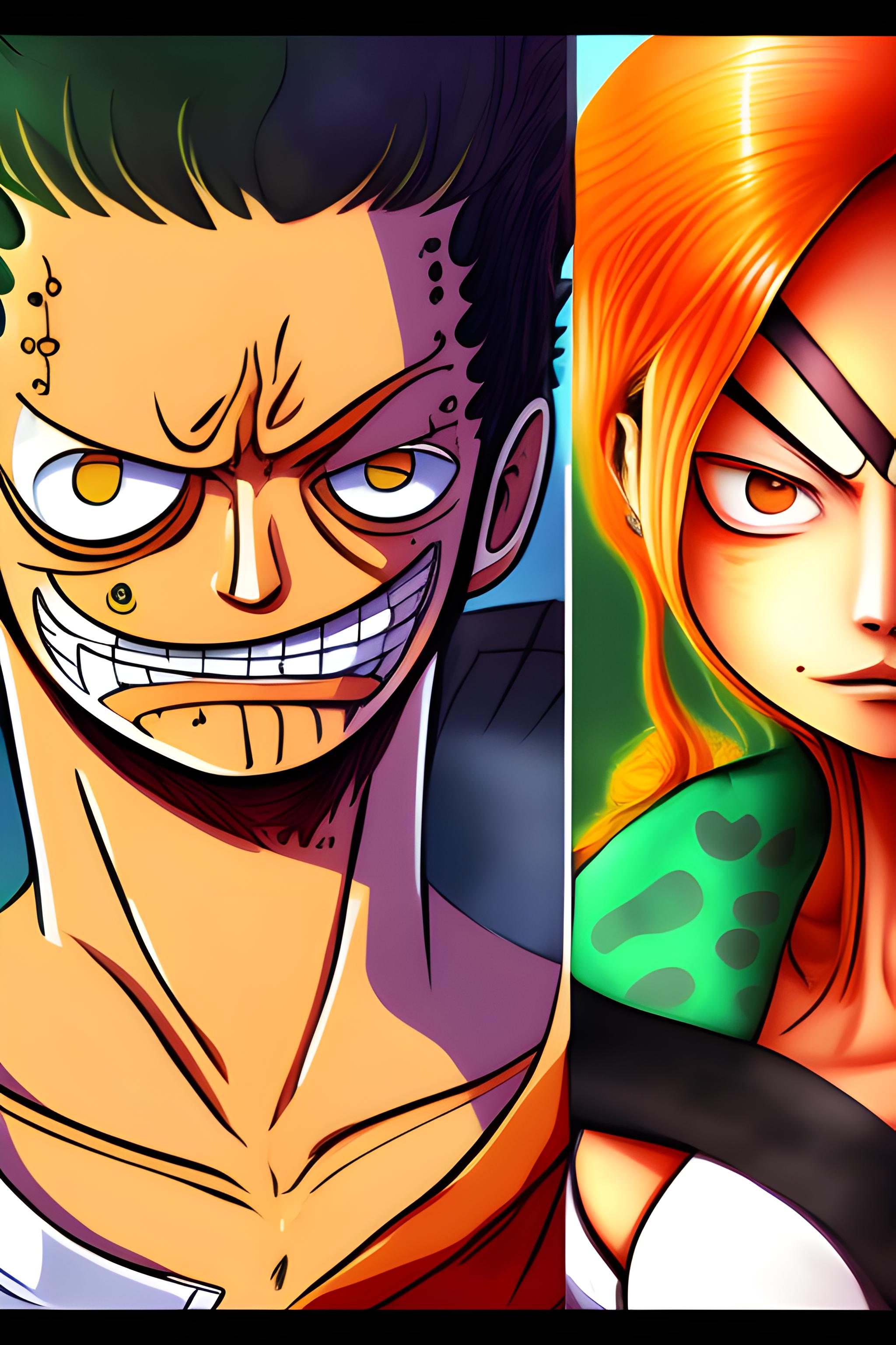 2048x3072 Nami, zoro and Luffy in streetwar style