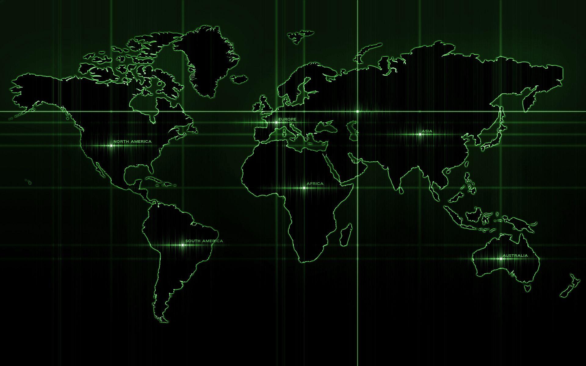 Hình nền bản đồ thế giới màu xanh lá cây 1920x1200.  1920x1200